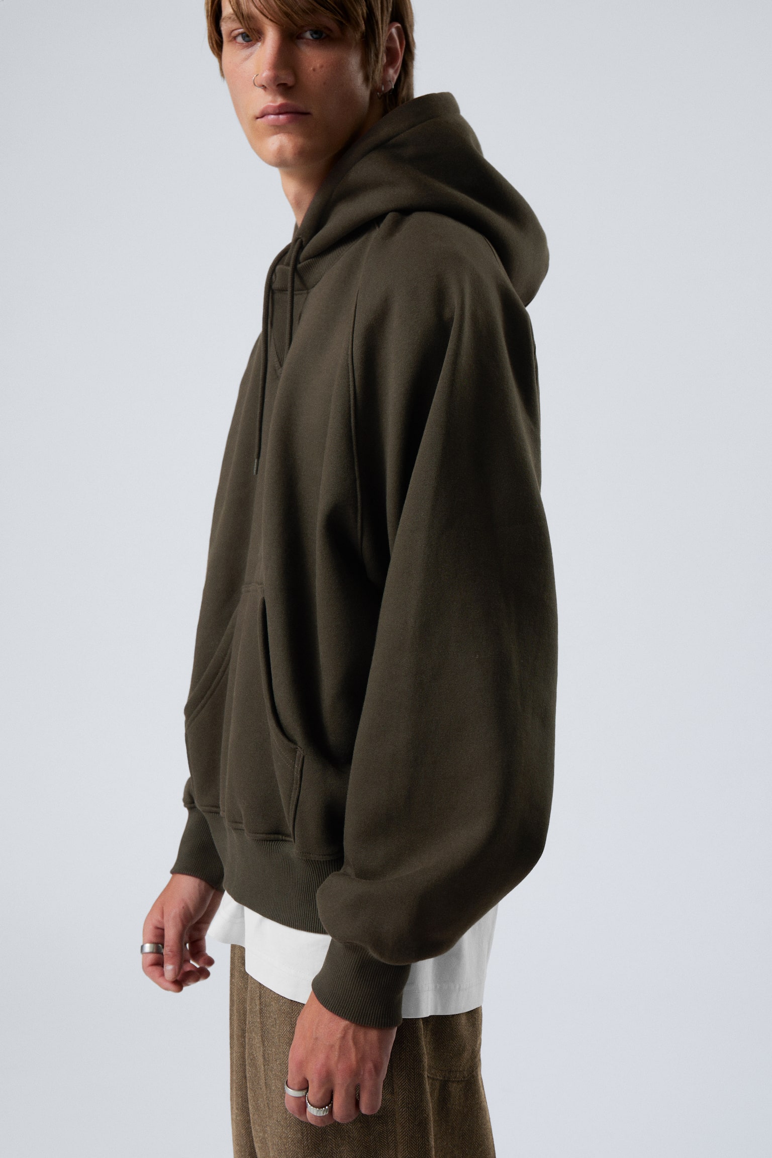 Loose Raglan Hoodie - Dark Green/Dark Blue/Grey - 4