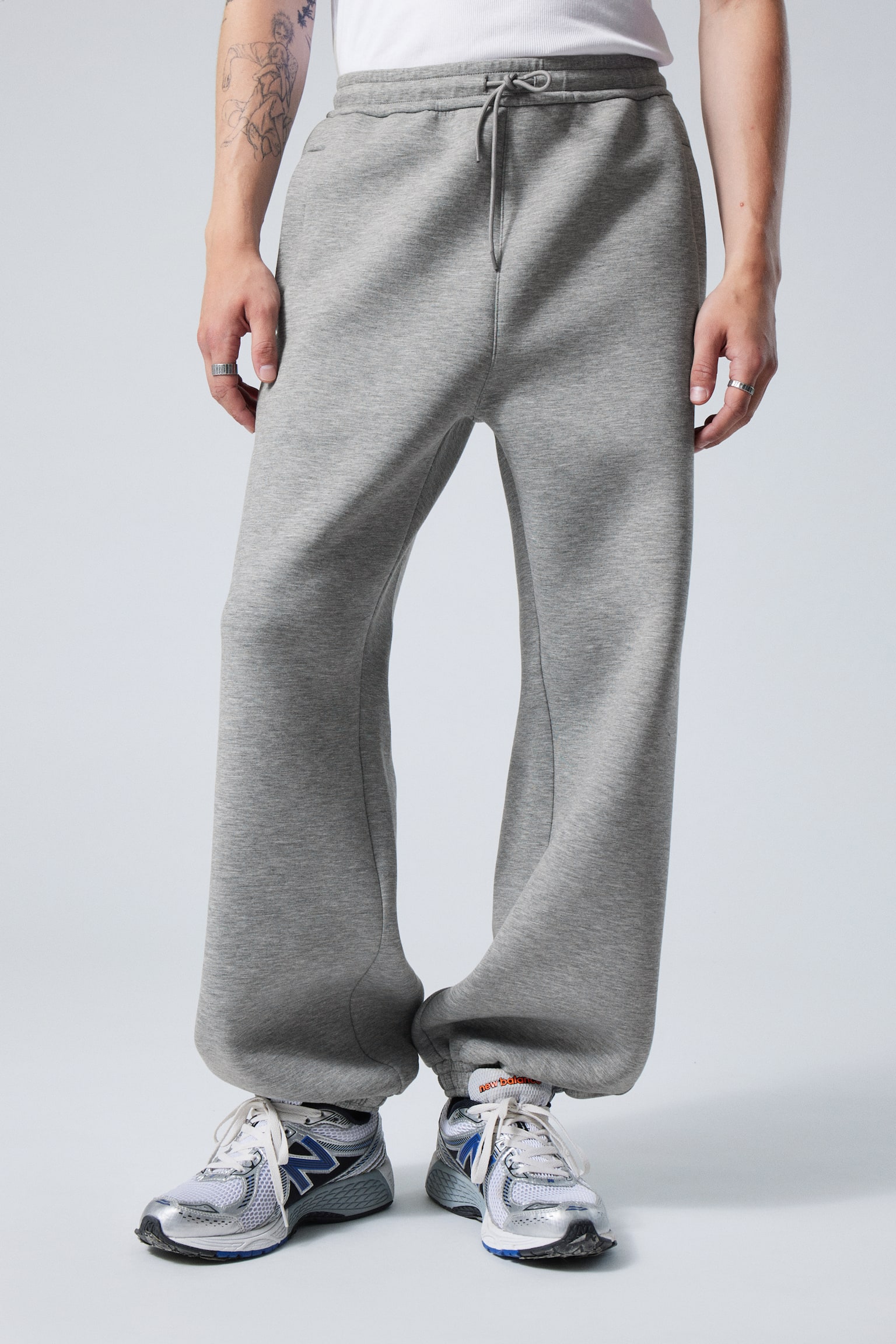 Simon Scuba Sweatpants - Grey Melange/Dusty Brown - 3