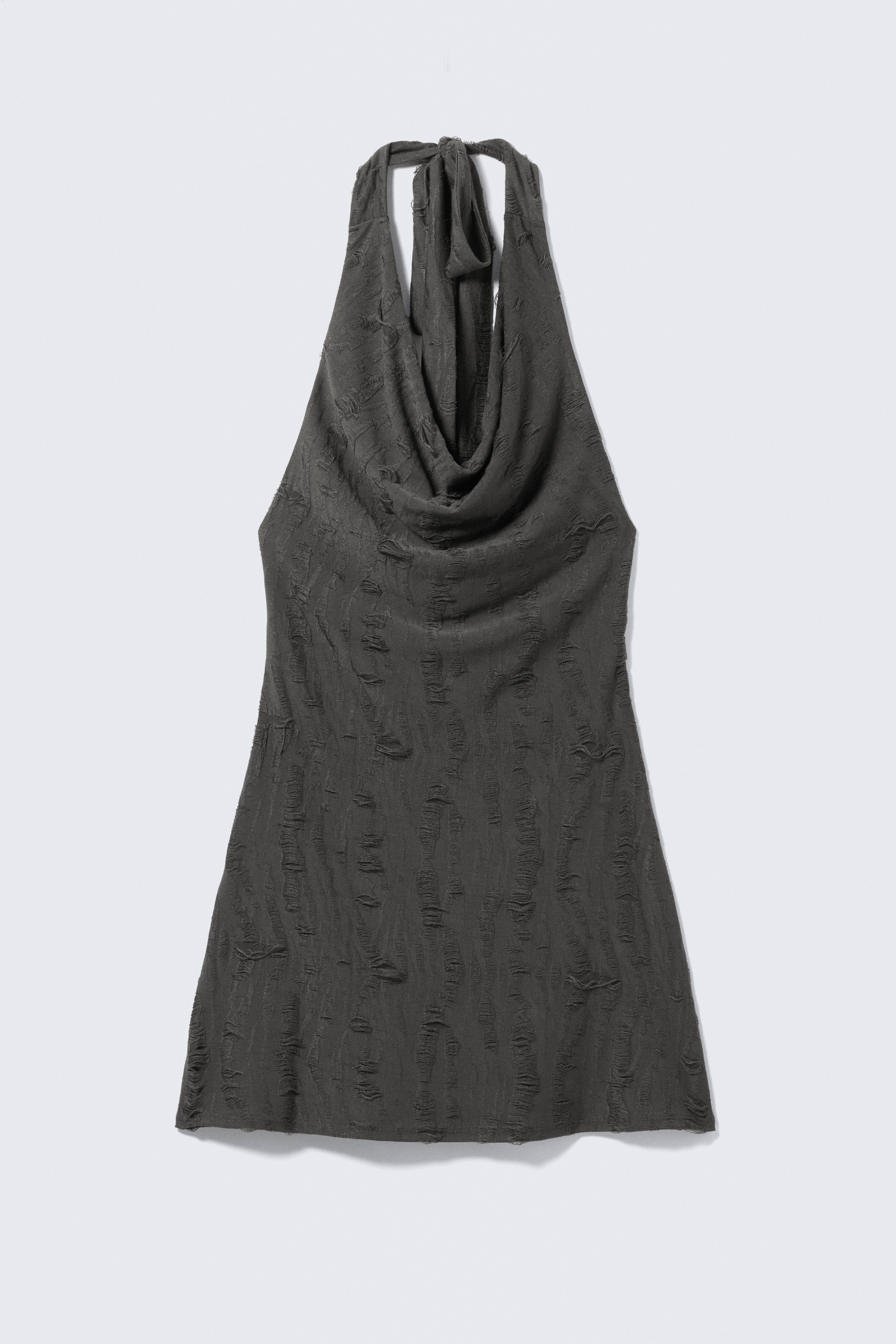 Cowl-Neck Jacquard Halter Mini Dress - Dark Grey