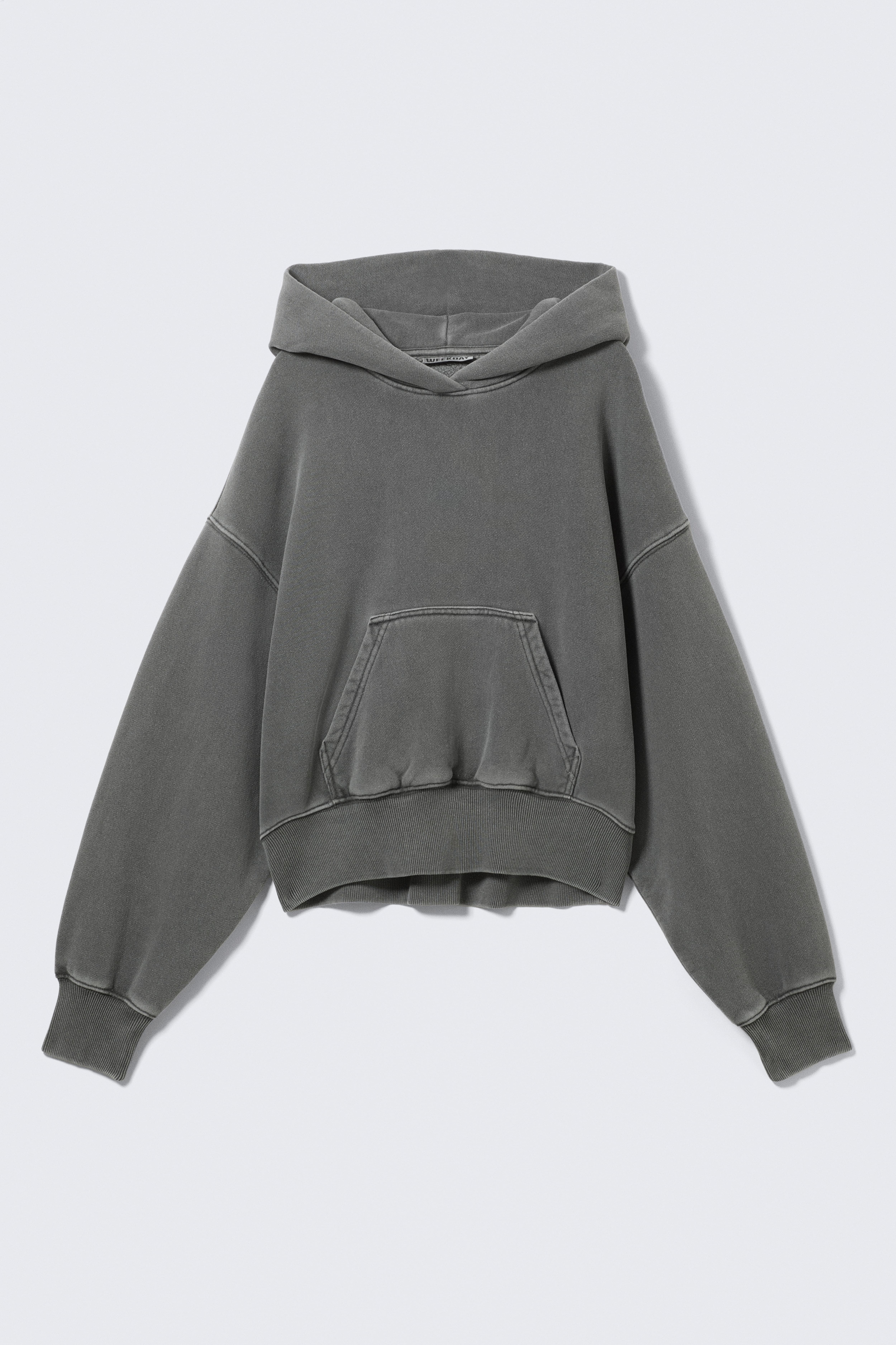 Boxy Hoodie aus Baumwollfleece - Gewaschenes Dunkelgrau/Schwarz/Gewaschenes Hellviolett
