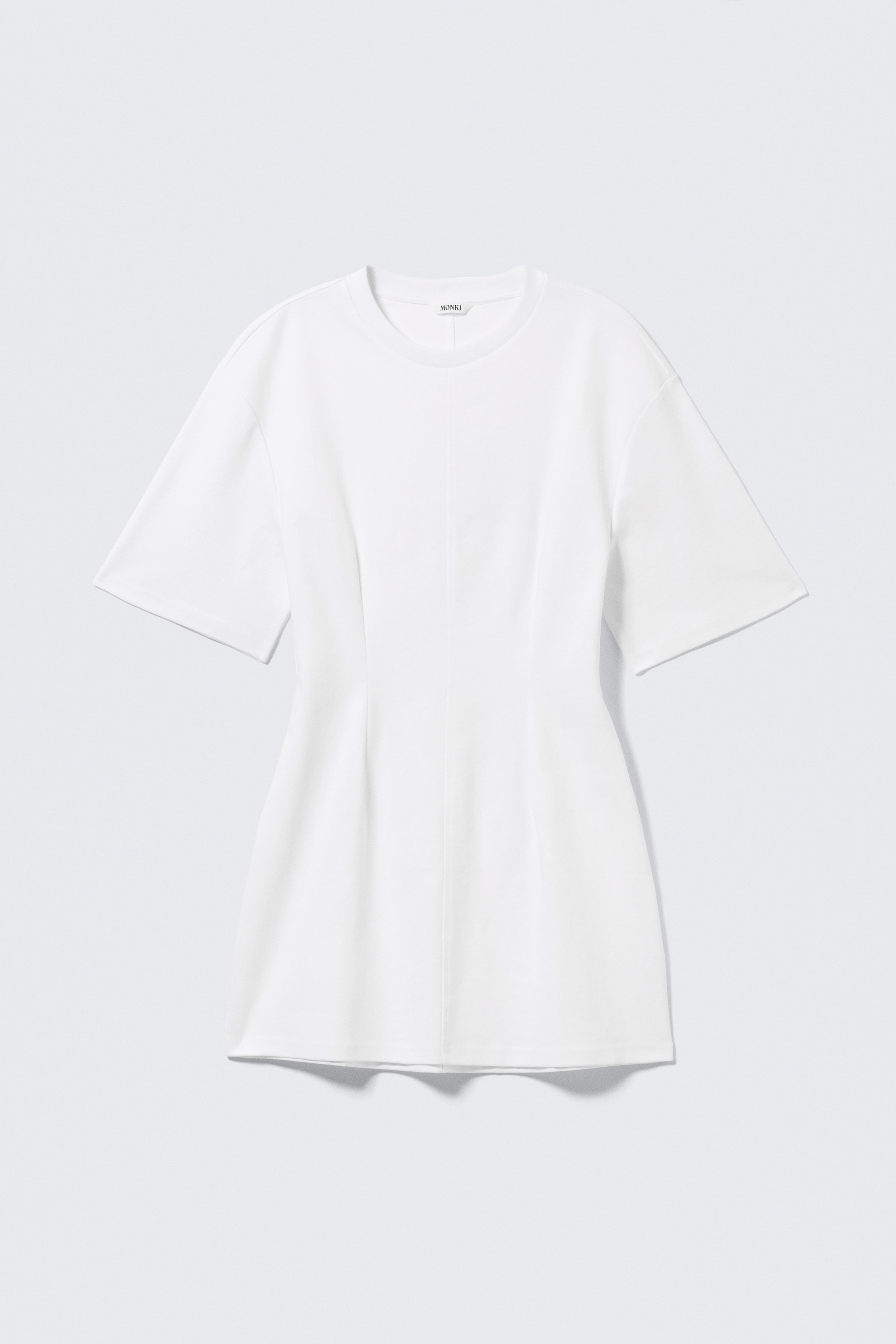 Mini-robe en coton à manches courtes - Blanc/Noir