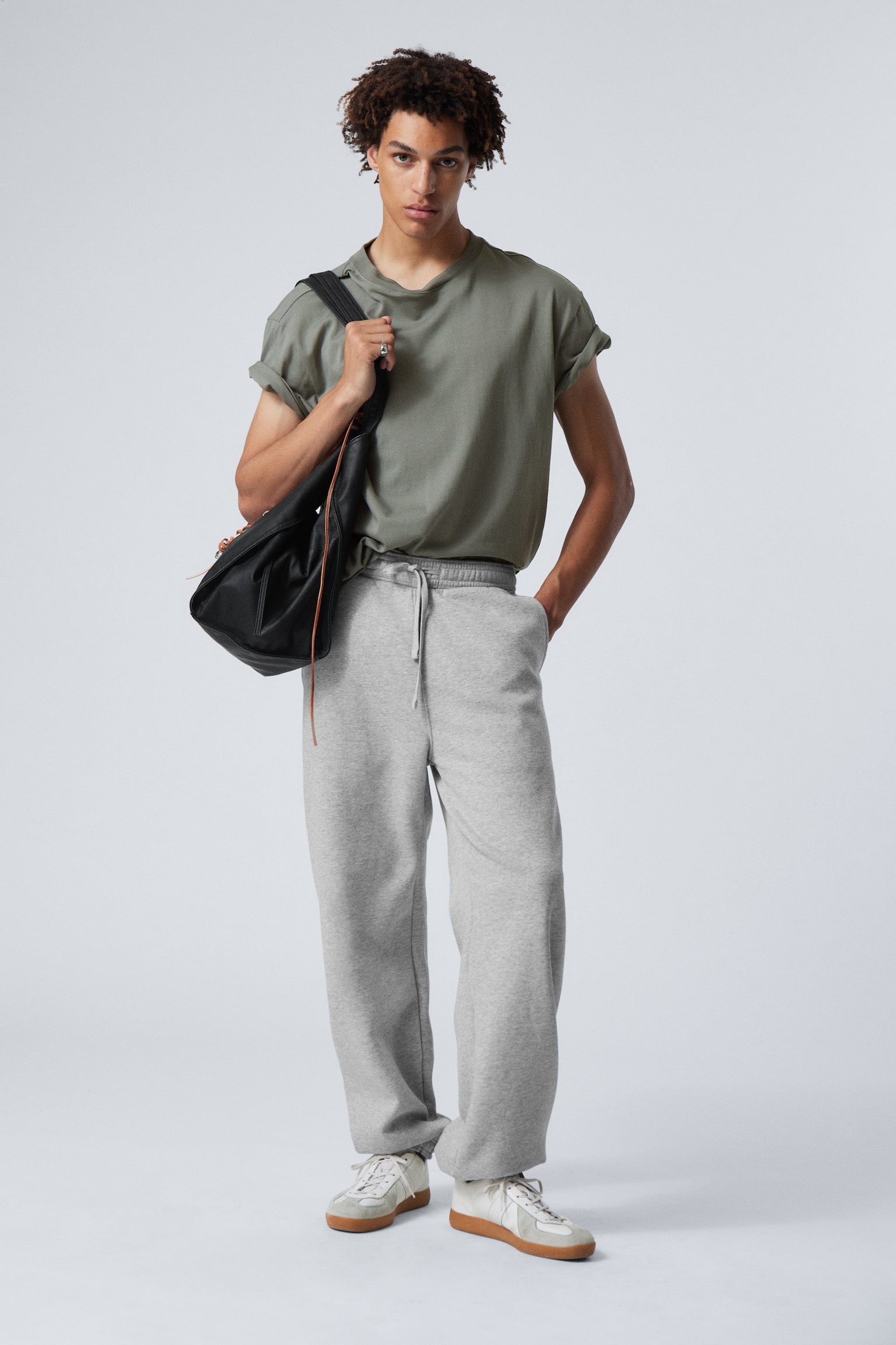 Relaxed Heavyweight Sweatpants - Light Grey/Black - 1