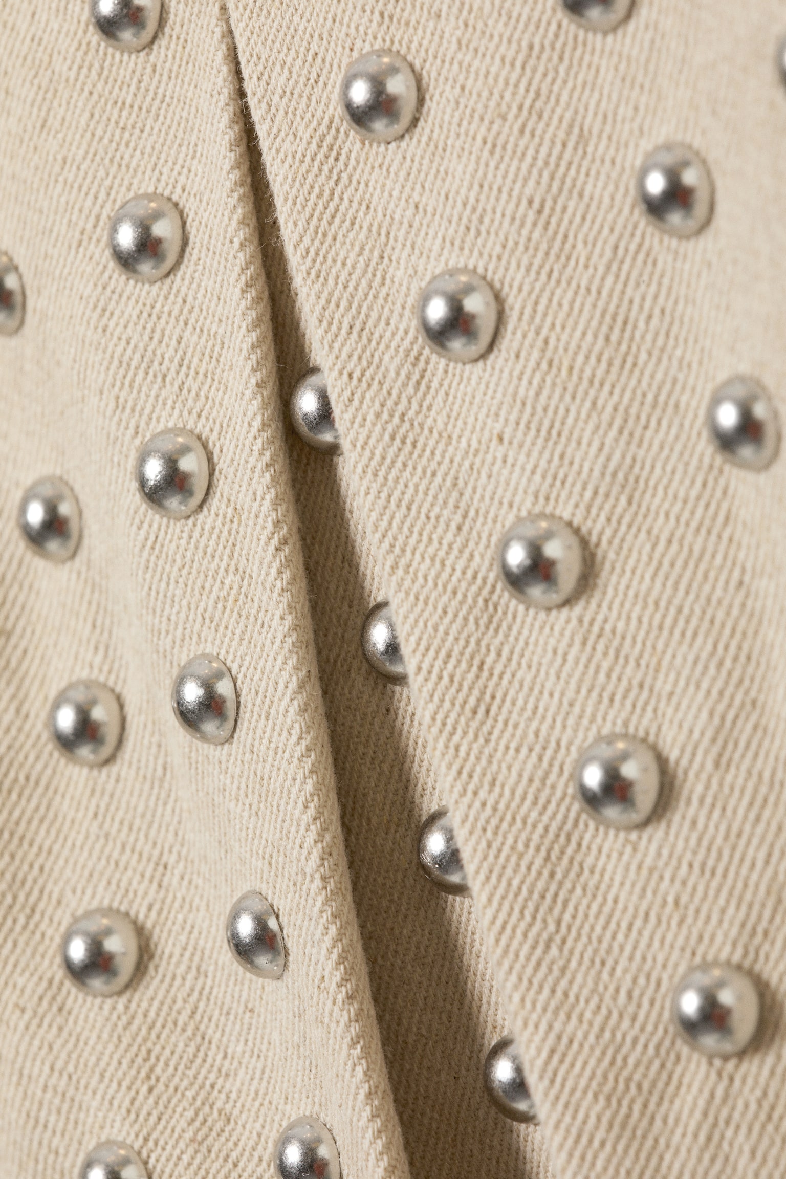 Szegecses, rakott miniszoknya - Bézs - 3