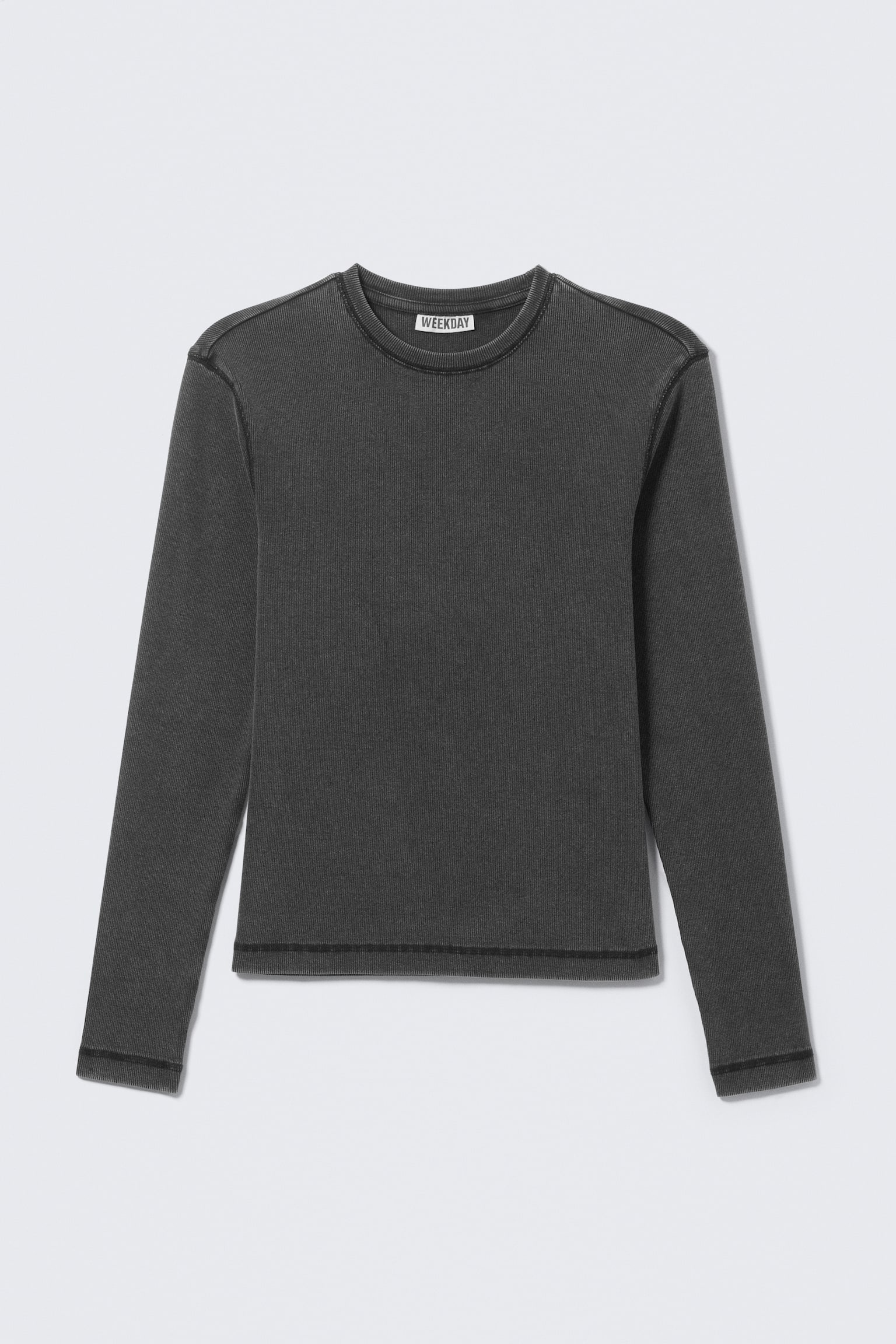 Geripptes Longsleeve-Shirt - Gewaschenes Schwarz/Grau/Gewaschenes Blau/Dunkelgrün - 2