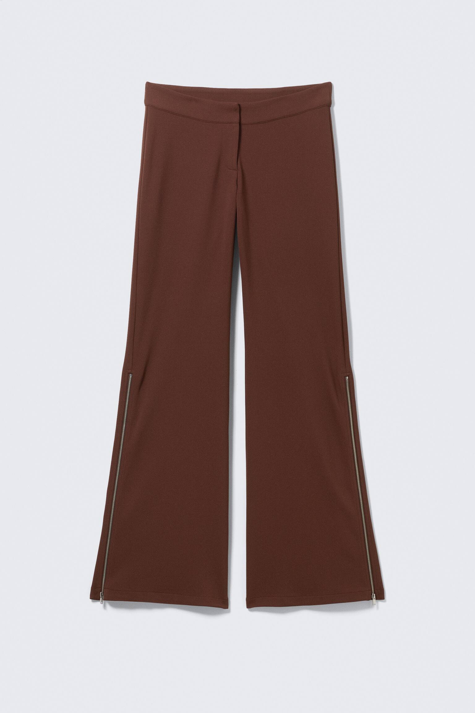 Pantaloni flare con zip - Marrone/Nero - 2