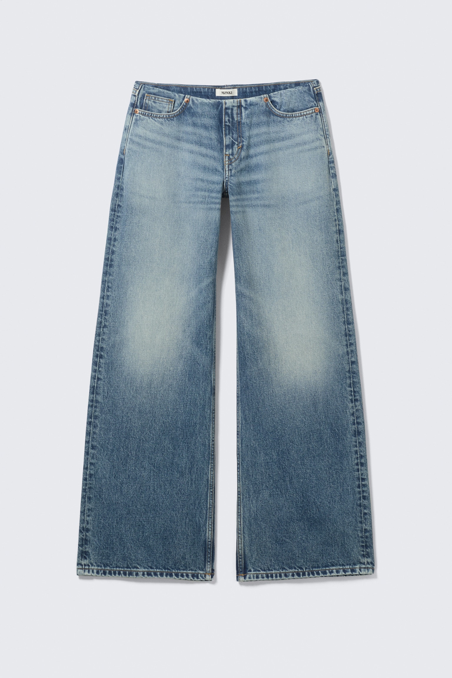 Paz nízke džínsy bez pásu so širokými nohavicami - Blue Horses - Stredne modrá - 2