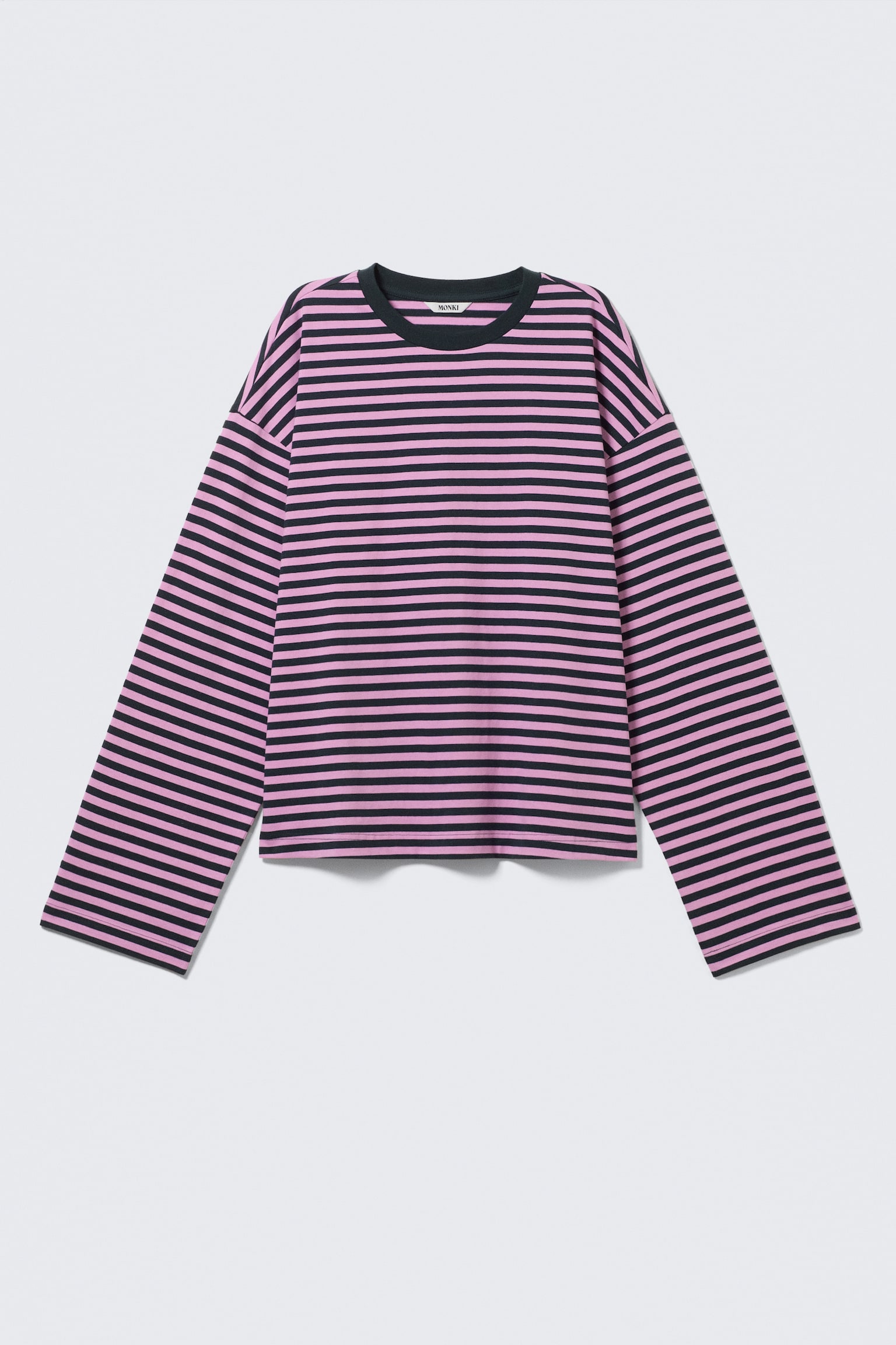 Longsleeve-Shirt aus Baumwolle - Marineblau/Rosa gestreift/Koralle/Lila gestreift/Blau/Mehrfarbig gestreift/Blau/braun gestreift/Rosa - Gelbe Streifen/Staubweiß - Braune Streifen - 2