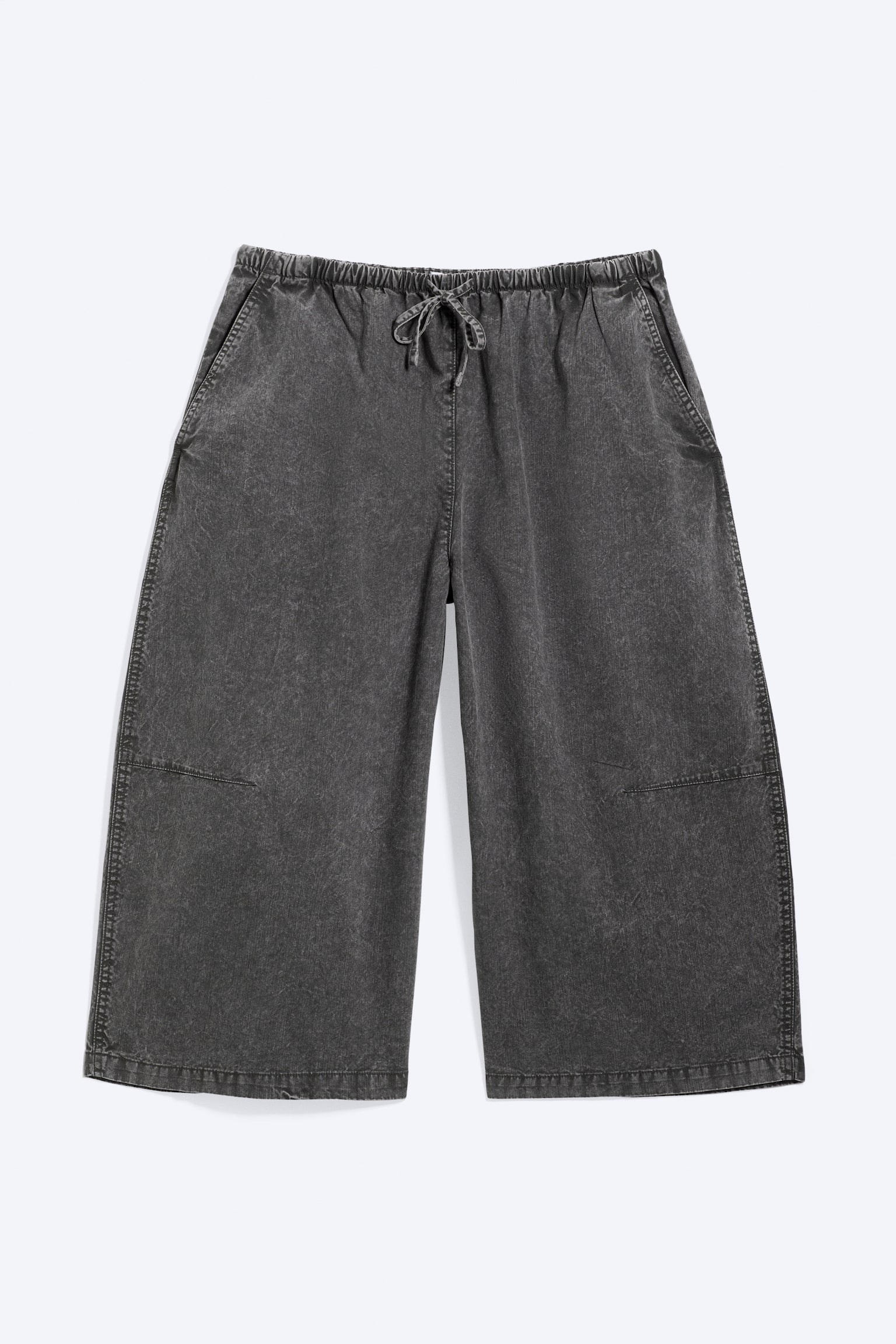 Low Rise Loose Cropped Trousers - Dark Grey/Dark Mole