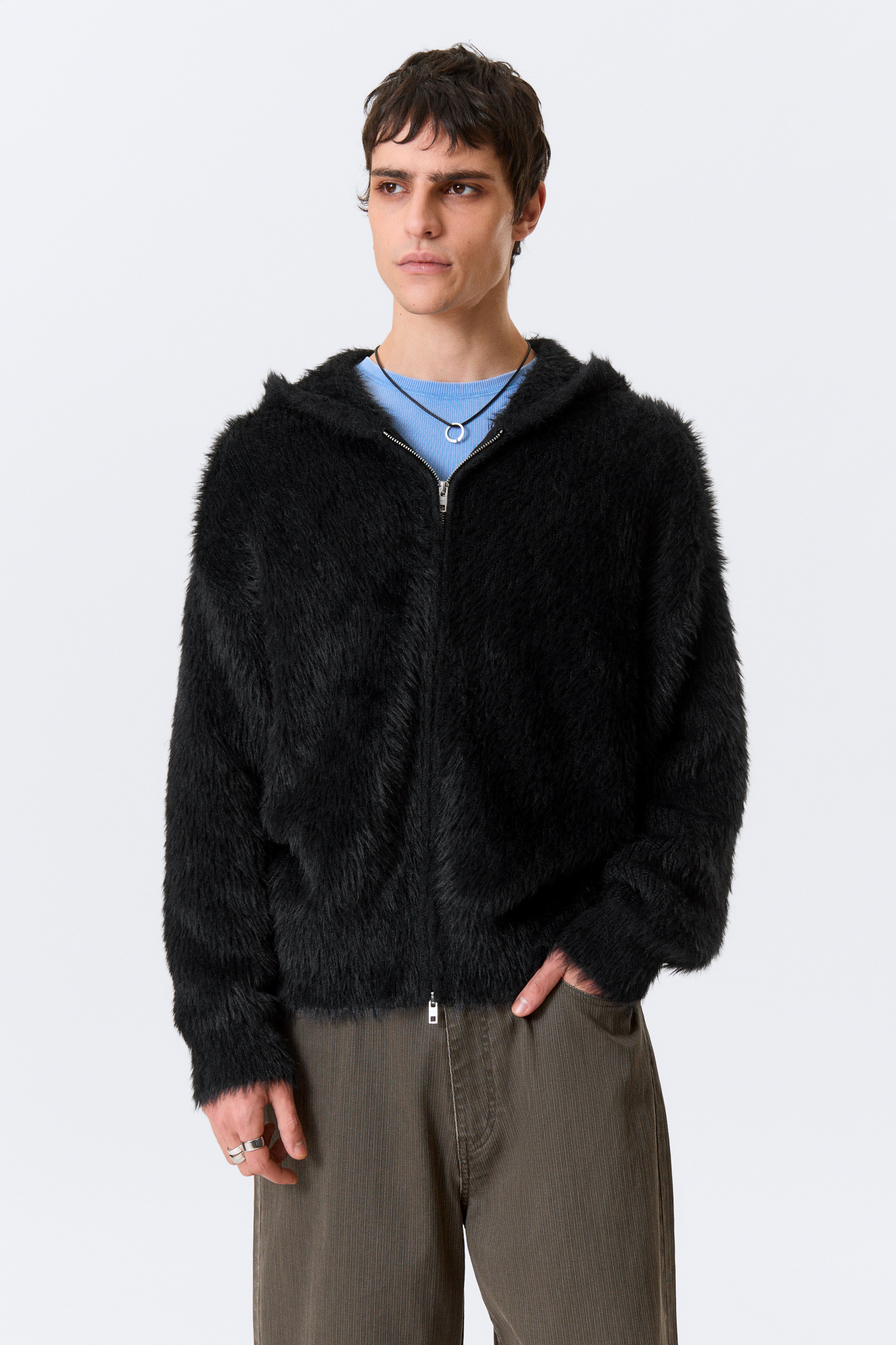 Hoodie con zip - Nero