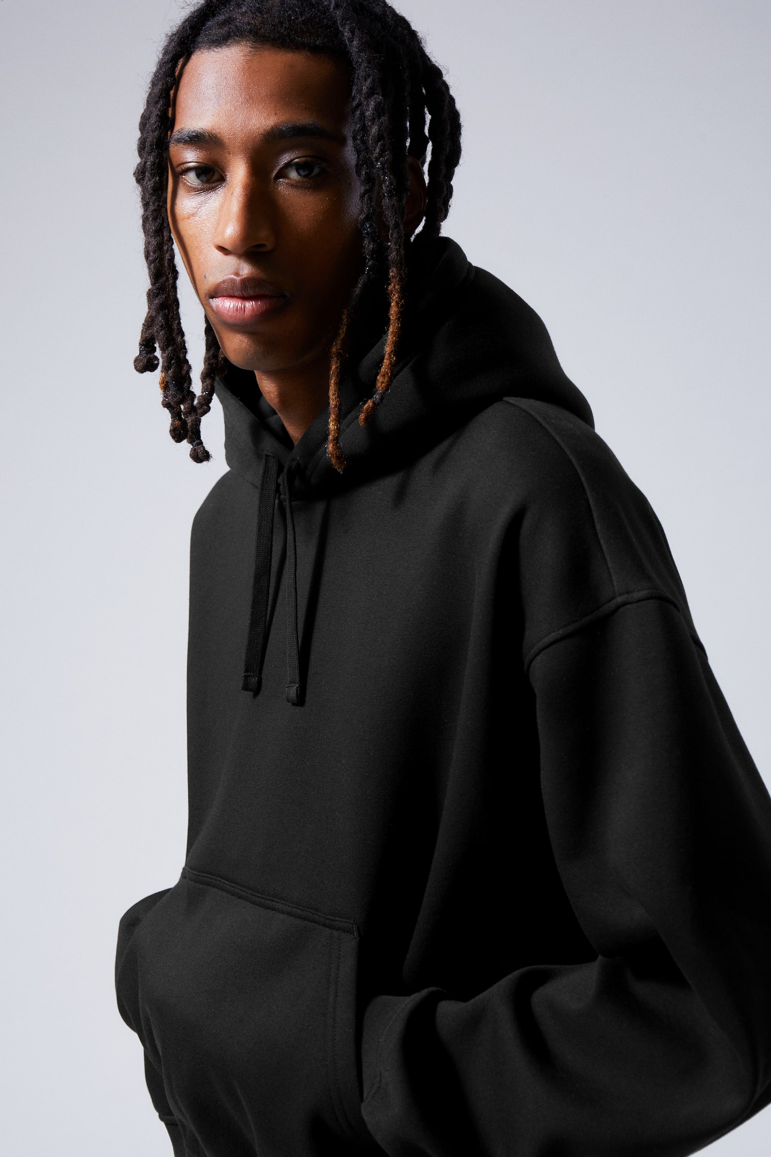 Boxy Heavyweight Hoodie - Black/Medium Brown/Washed Dusty Grey - 1