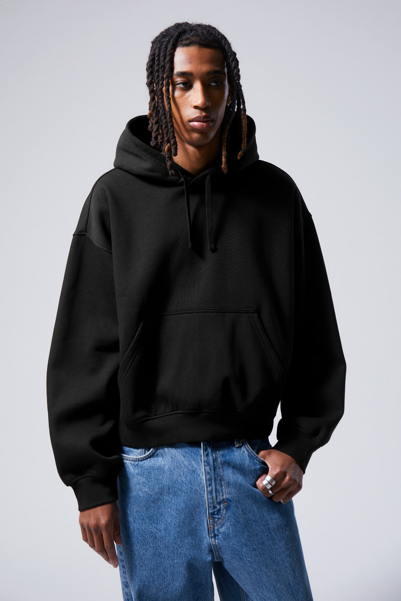 Boxy Heavyweight Hoodie - Black/Medium Brown/Washed Dusty Grey - 4