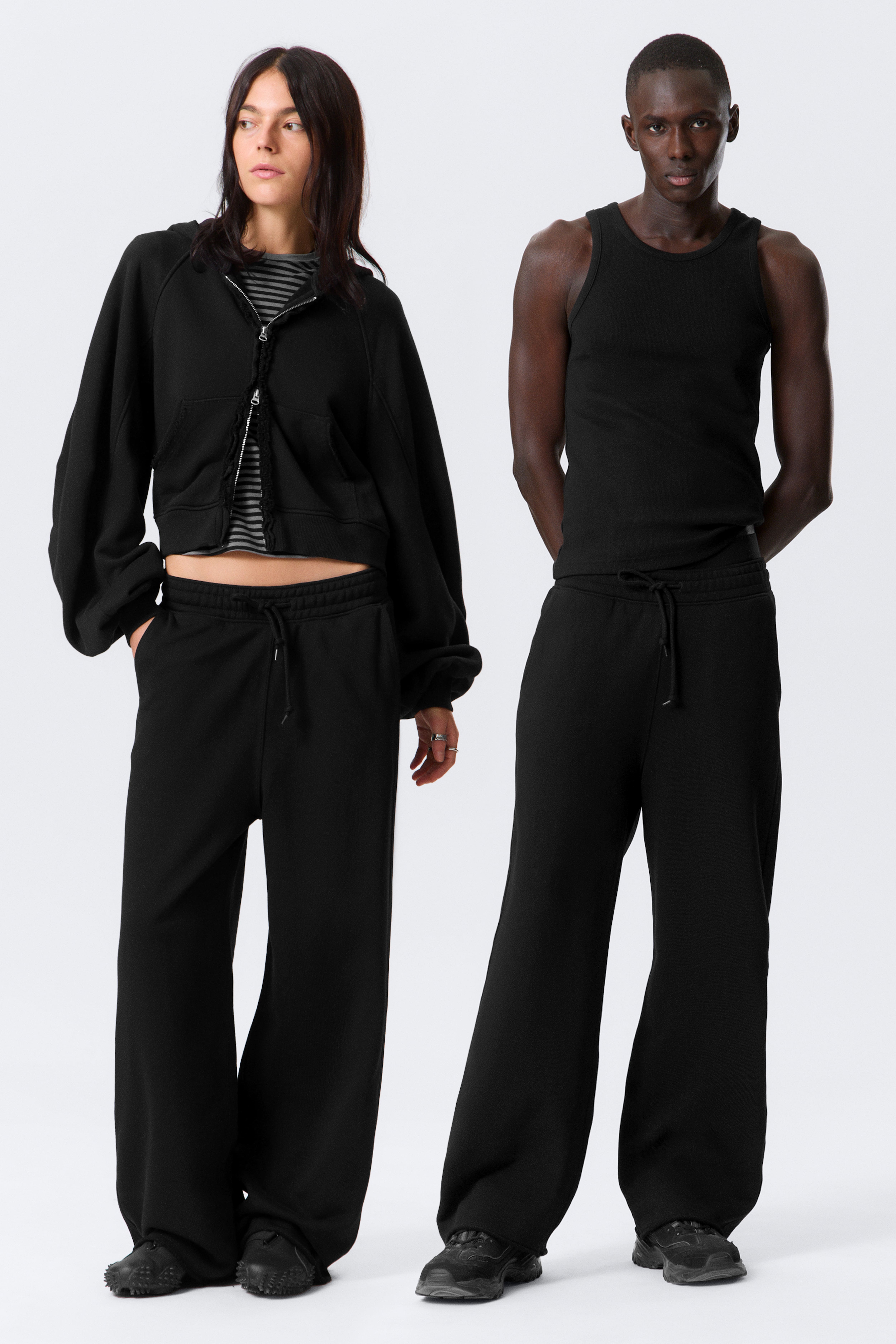 Astro Loose Terry Sweatpants - Black/Light Dusty Grey