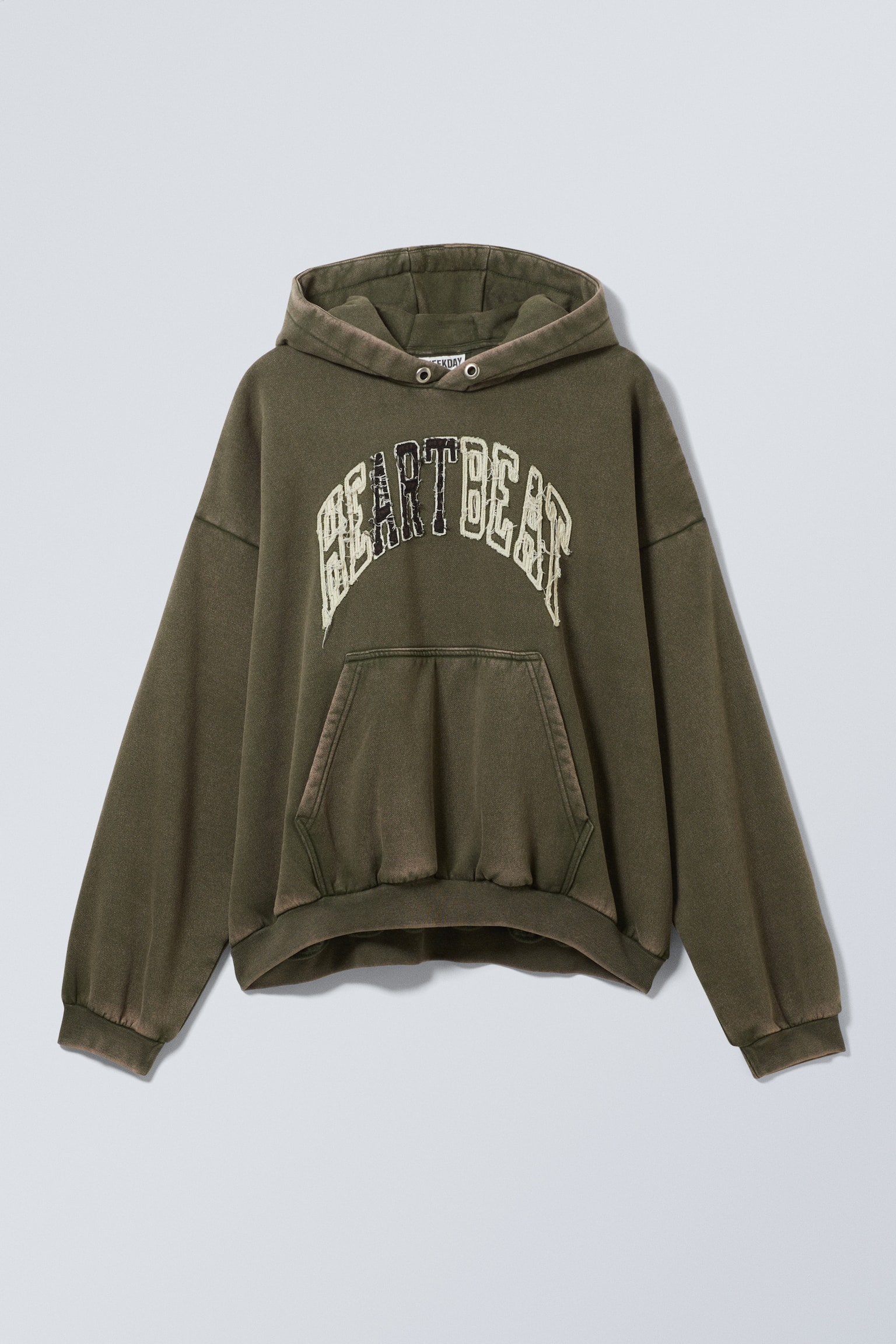 Loose Graphic Heavyweight Hoodie - Dark Khaki Green - Heartbeat