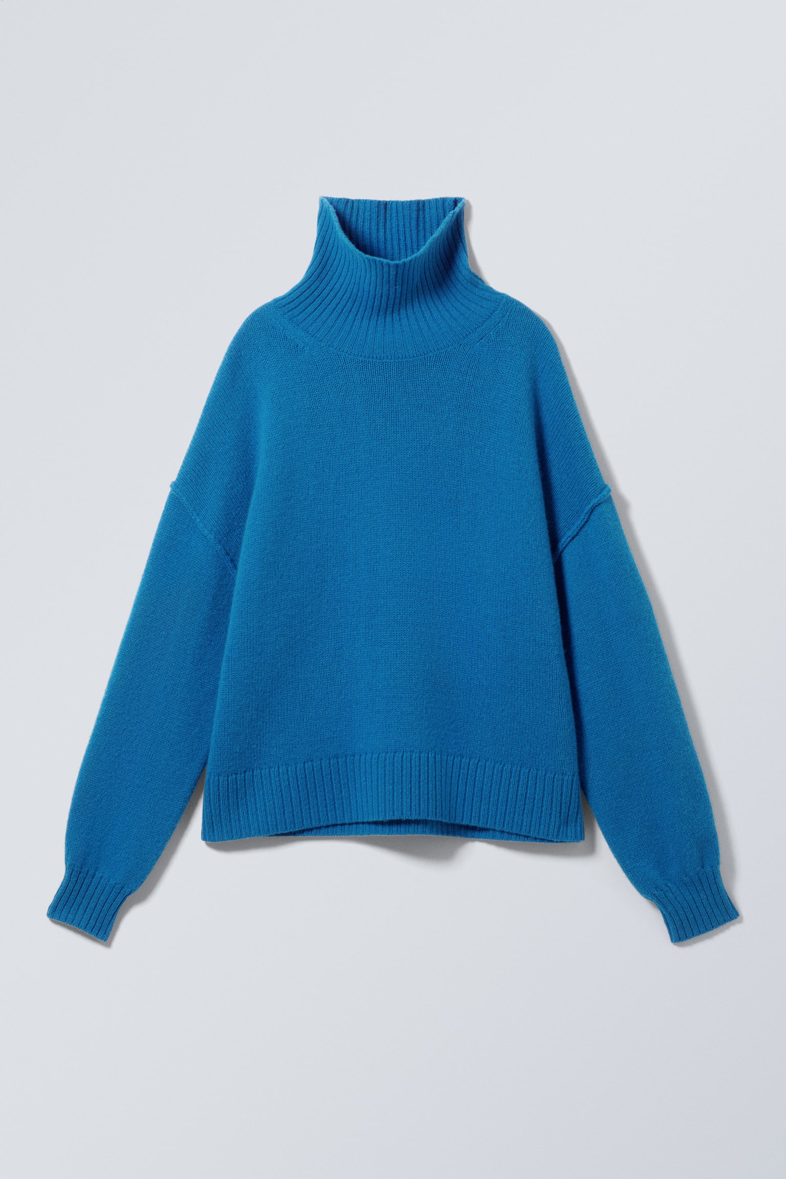 Wool Turtleneck Sweater - Bright Blue/Dark Mole - 1