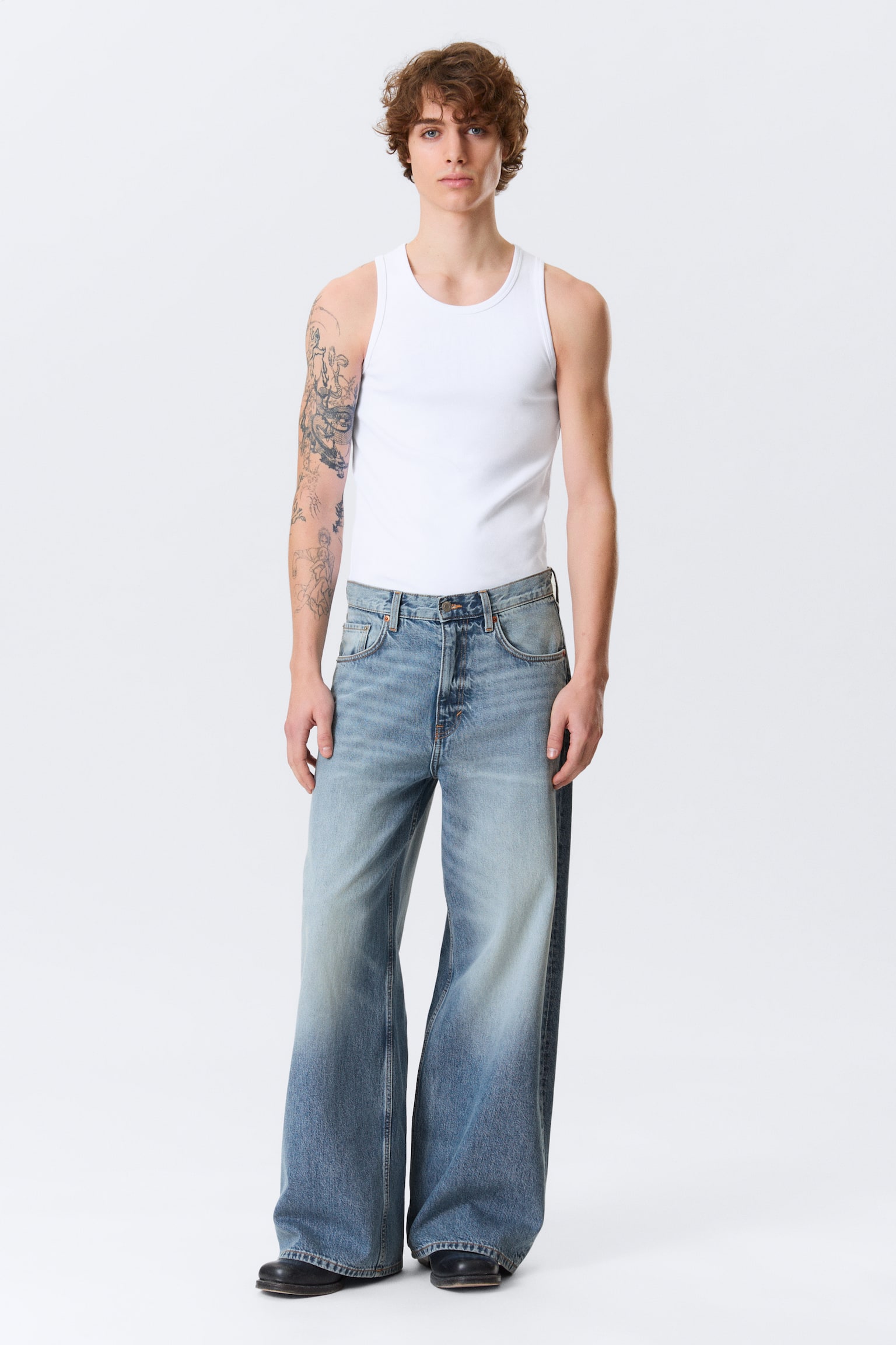 Solar Loose Wide Leg Unisex Jeans - Blue Horses - Mittelblau/Blue Rinse - Dunkelblau/Redondo Black - Gewaschen - 7