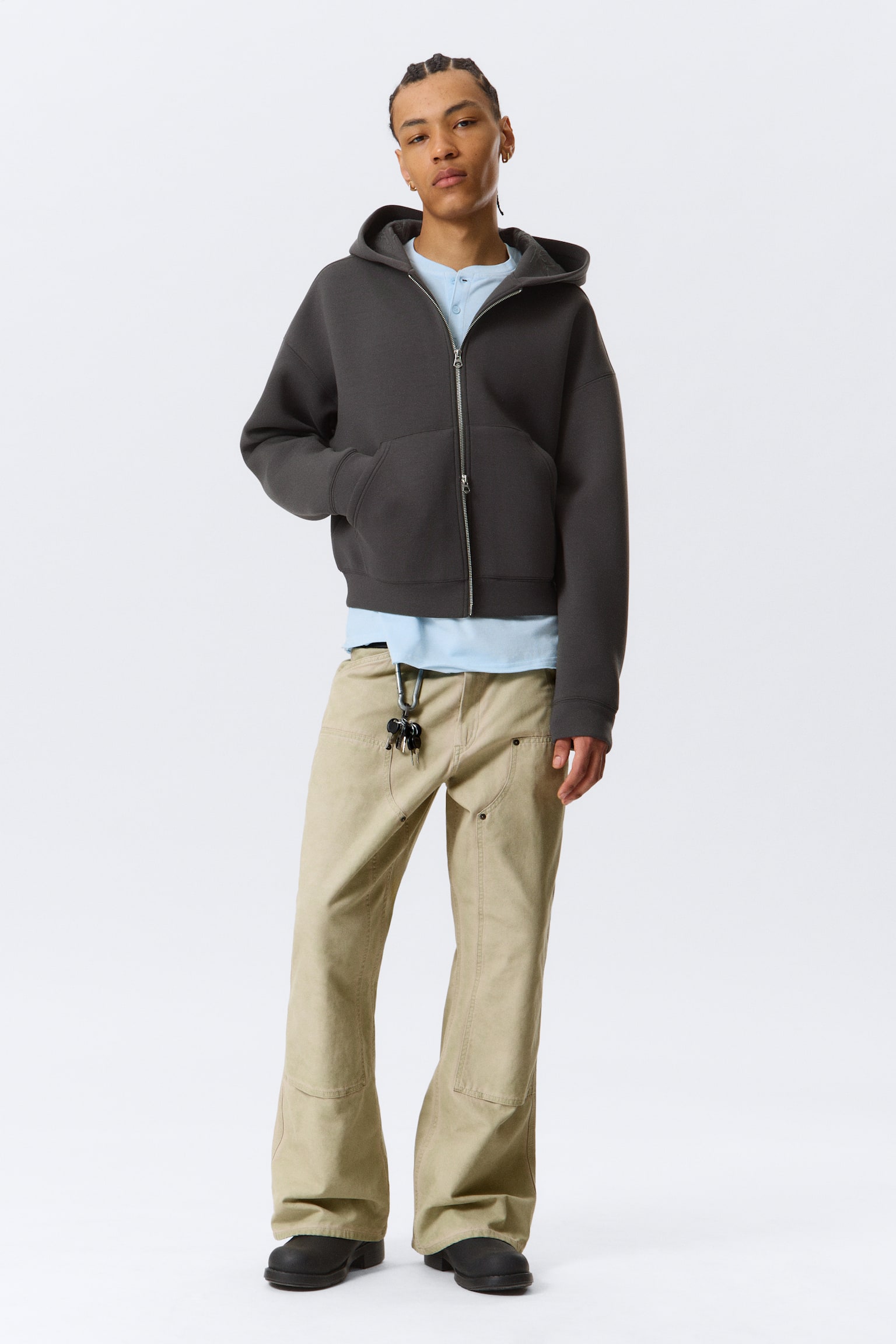 Graafinen scuba-kankainen vetoketjuhuppari Simon - Tummanharmaa – kirjailtu - 3