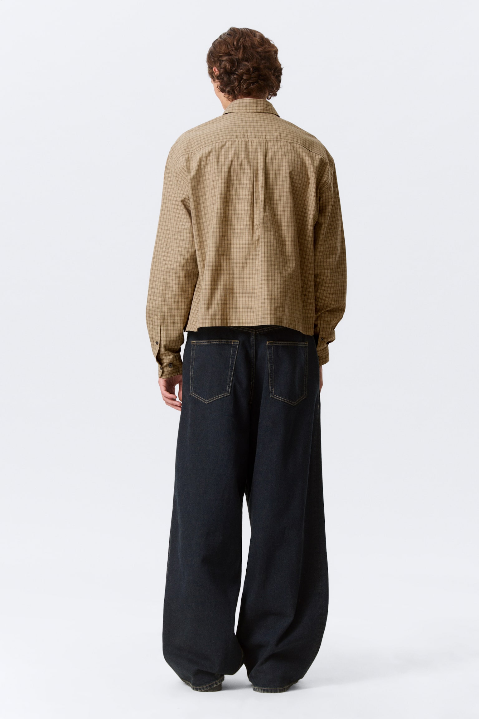 Camicia popeline Relaxed Boxy - Beige a quadretti - 3