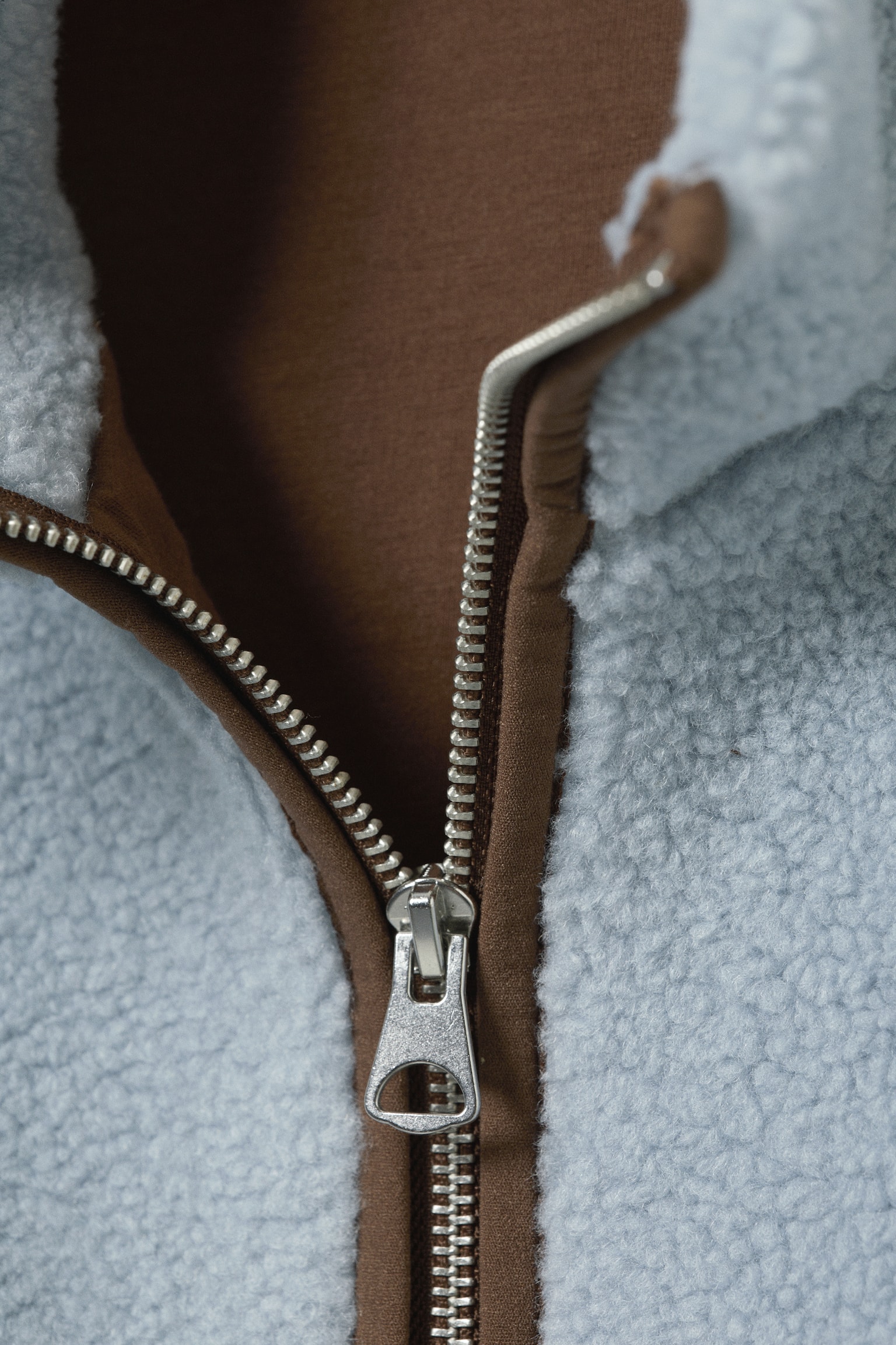 Relaxed Pile Fleece Jacket - Ljusblå - Brun foder/Ljus Dimmig Beige - 4