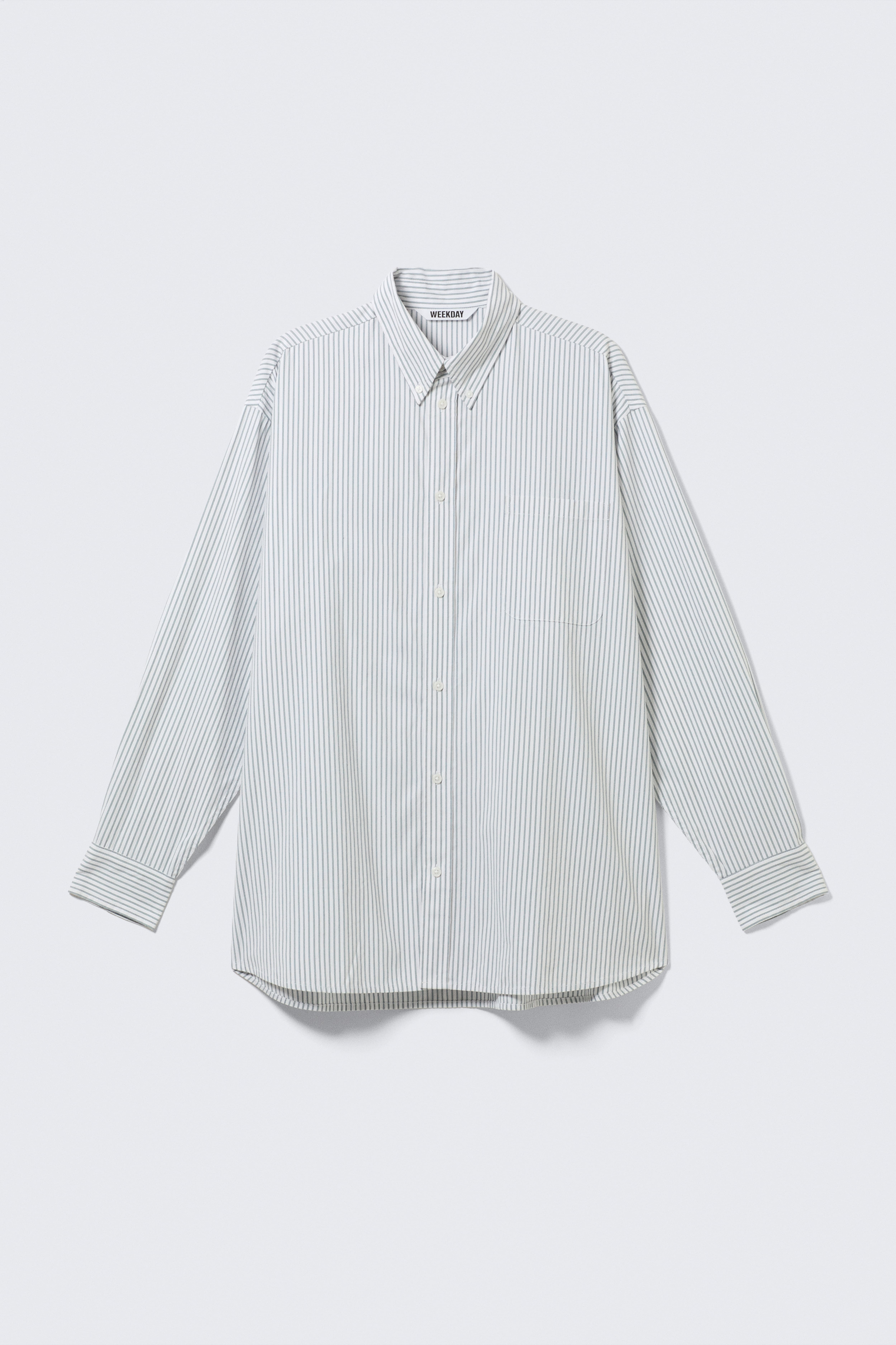 Gestreiftes Button-Down-Hemd mit Oversize-Passform - Weiß - Blaue Streifen