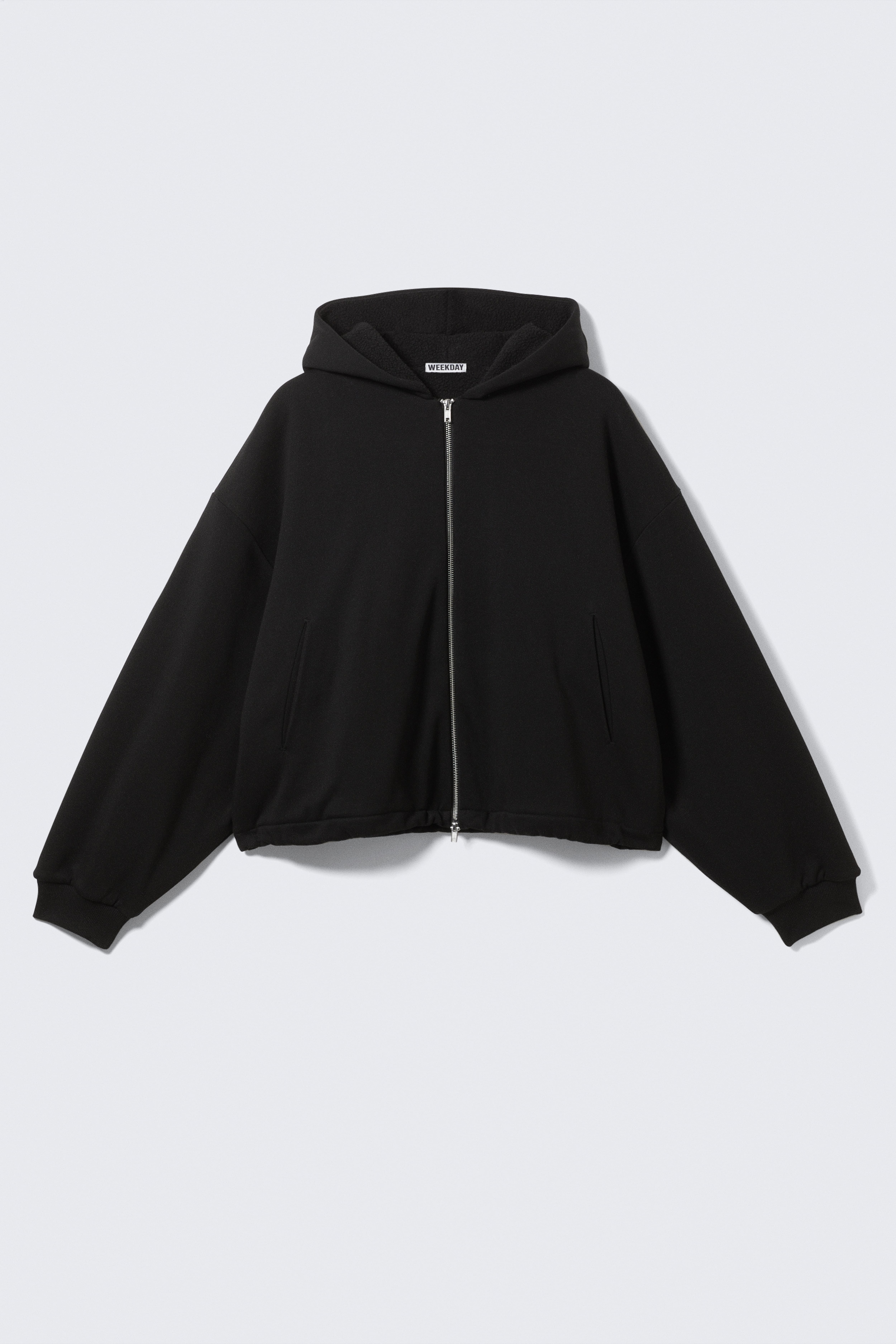 Oversized fleece hoodie met rits - Zwart/Grijs gemêleerd