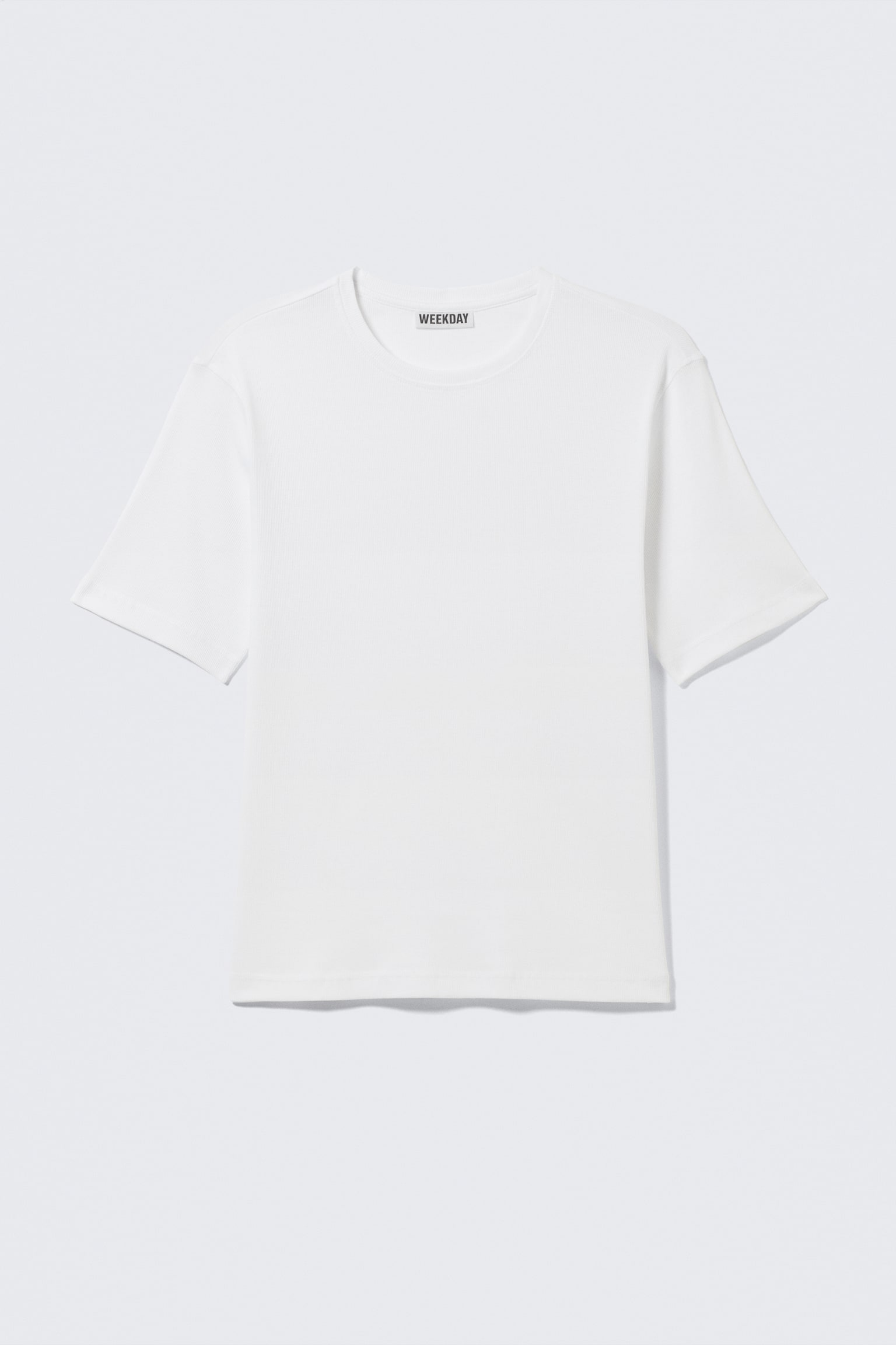 Klassisches Slim-T-Shirt aus gerippter Baumwolle - Weiß/Schwarz/Gewaschenes Graubraun - 2