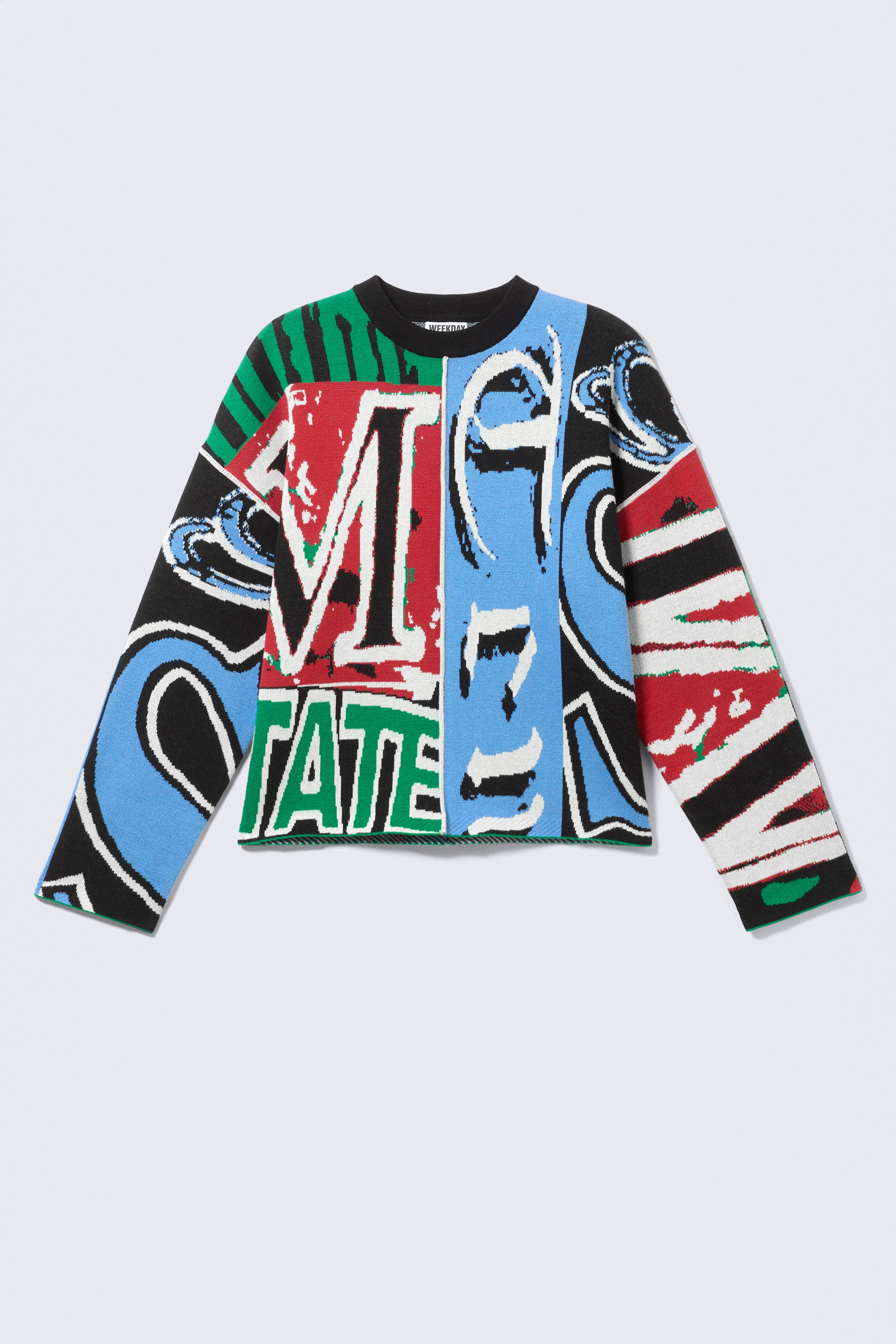 Maglione loose in cotone con grafica - Stampa multicolore