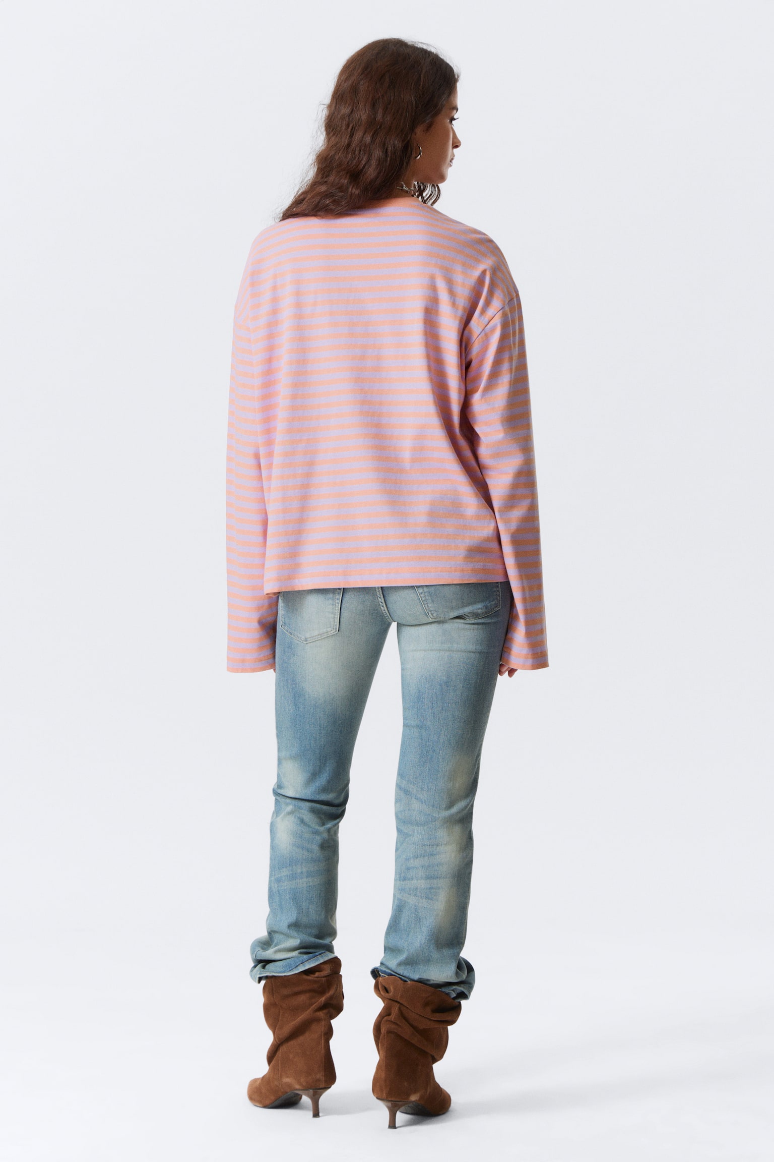 Longsleeve-Shirt aus Baumwolle - Koralle/Lila gestreift/Marineblau/Rosa gestreift/Blau/Mehrfarbig gestreift/Blau/braun gestreift/Rosa - Gelbe Streifen/Staubweiß - Braune Streifen - 4