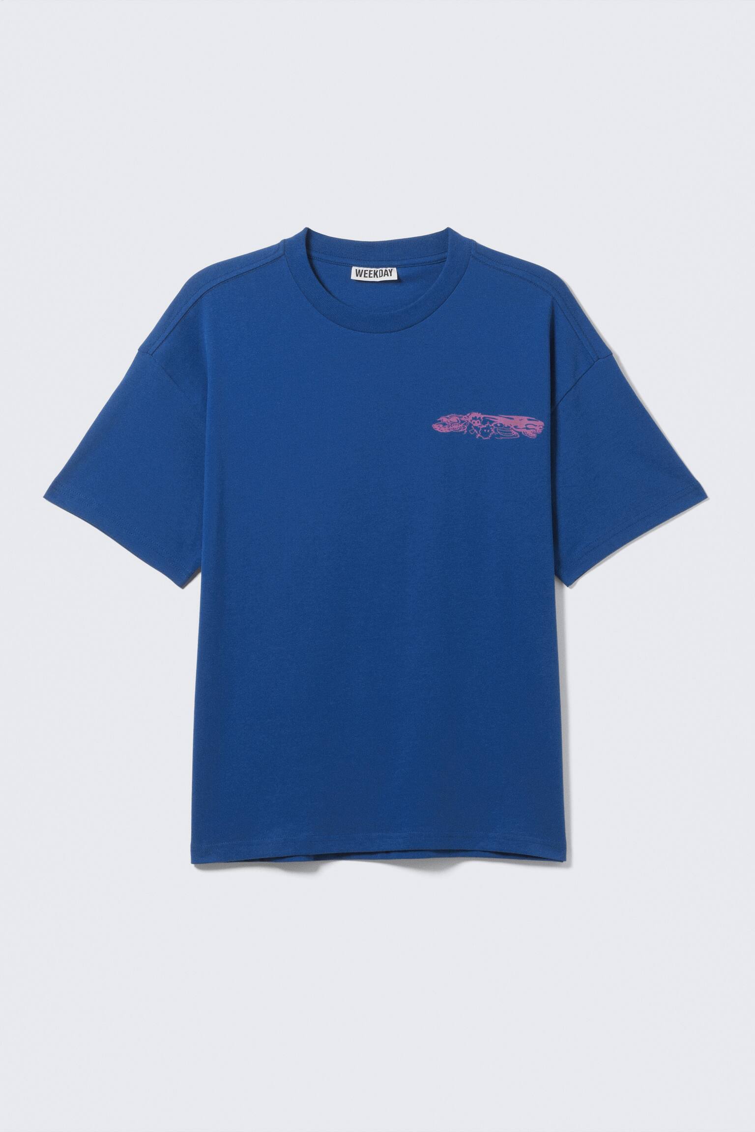 Great Boxy Printed Graphic Tee - Bright Blue - Four Man Gang/Black - Heart of Energy/White - Robo Silver Face/White - Dreams/Black - Heartbeat/Black - Midnight - 2