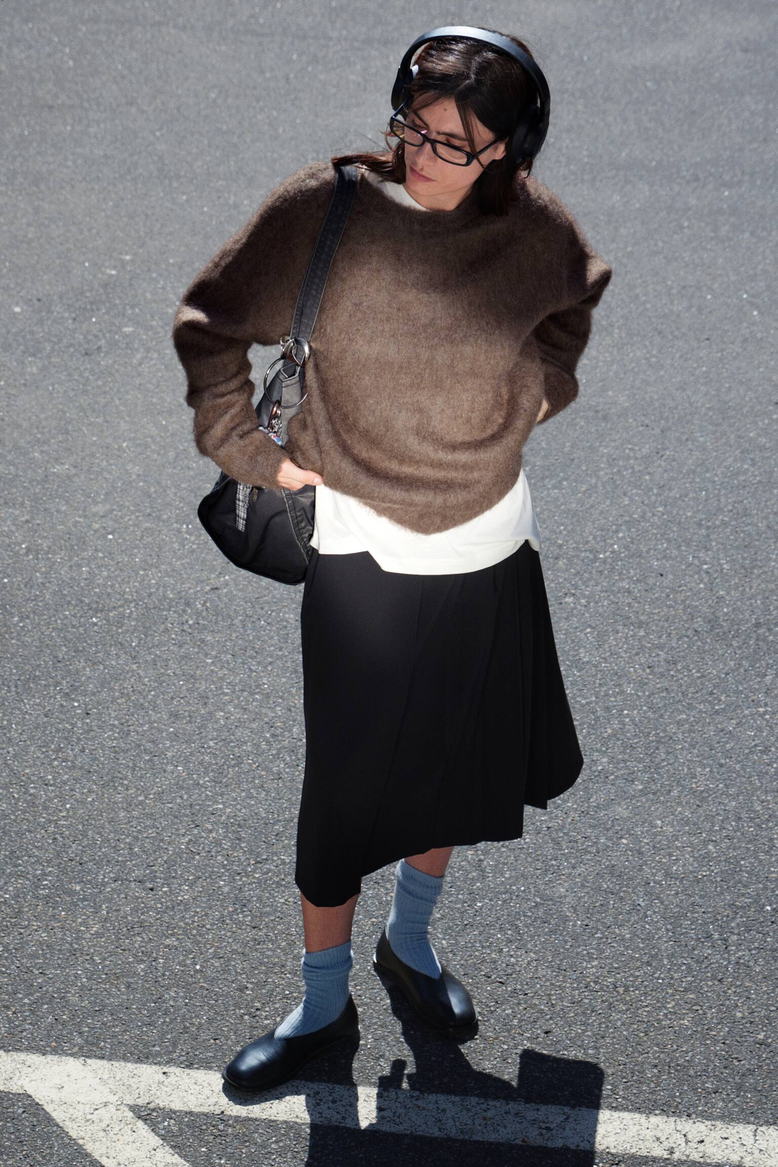 Oversized Knitted Mohair Blend Sweater - Marrone/Beige/Grigio scuro/Blu scuro mélange - 5