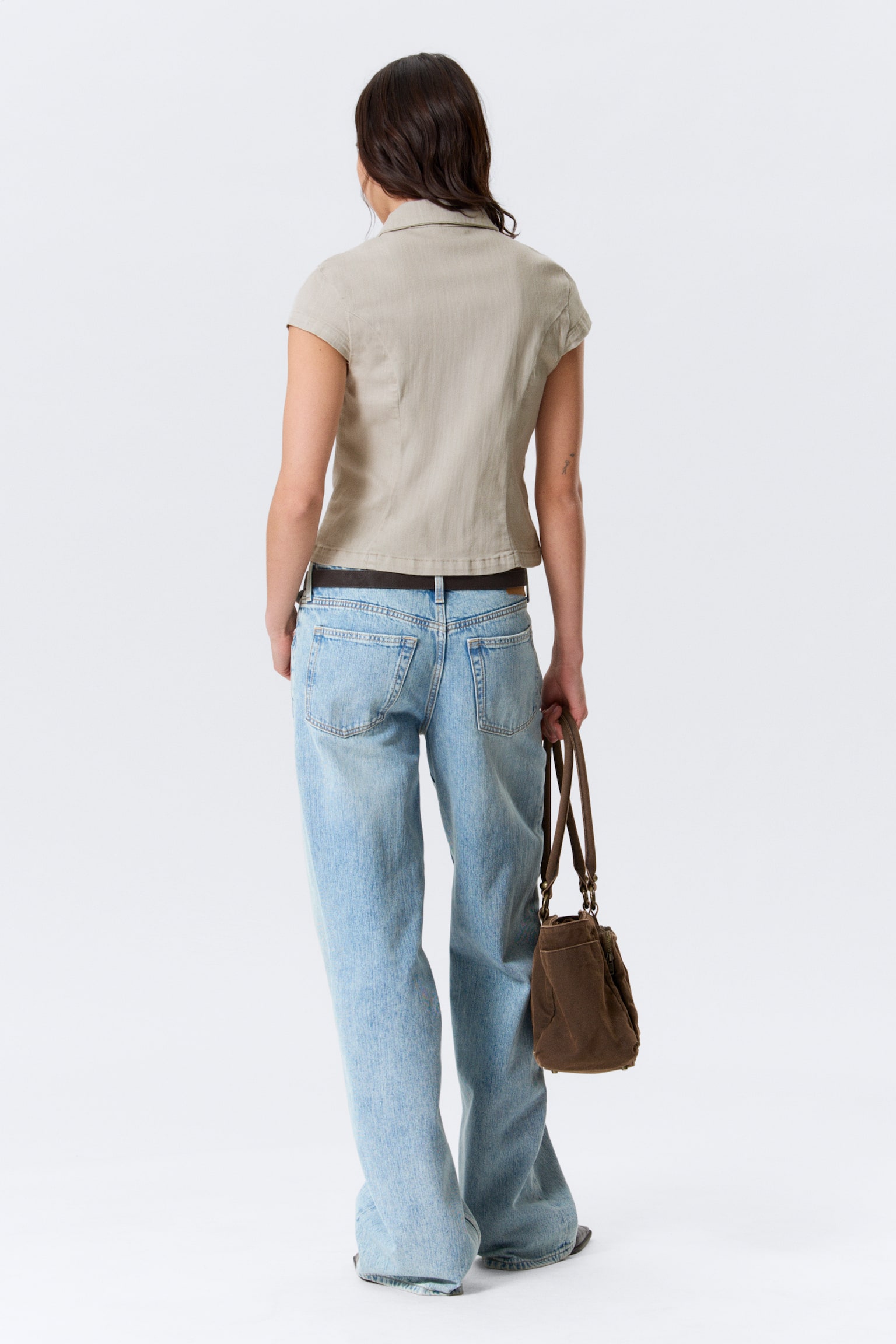 Eng anliegendes Kurzarm-Top mit Reißverschluss - Beige/Dunkelgrau meliert/Dunkelgrau/Schwarz mit Streifen/Schwarz - 6