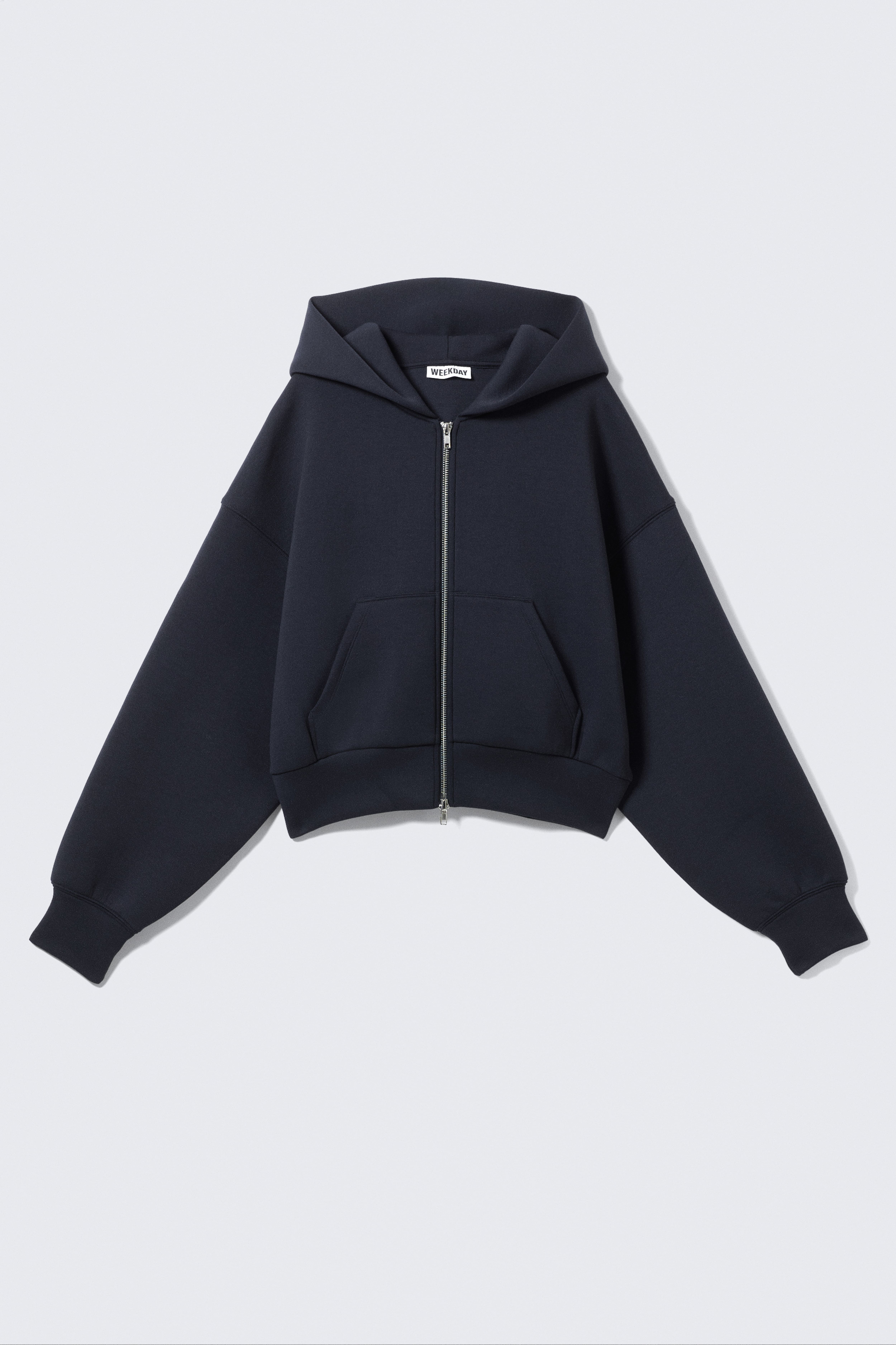 Scuba zip-hoodie i lös passform - Mörkblå/Gråmelerad