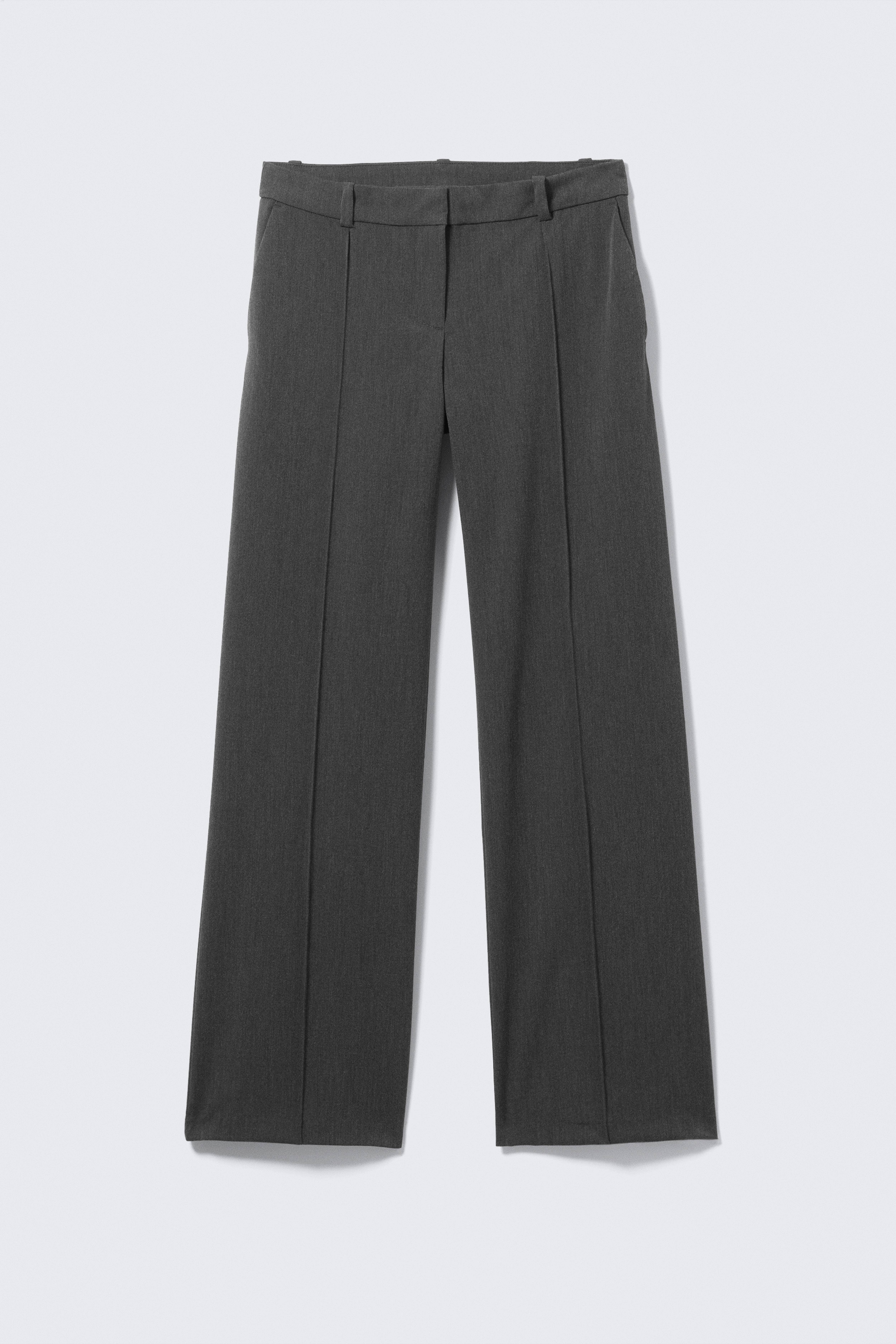 Low Rise Straight Suiting Trousers - Dark Grey Melange/Black