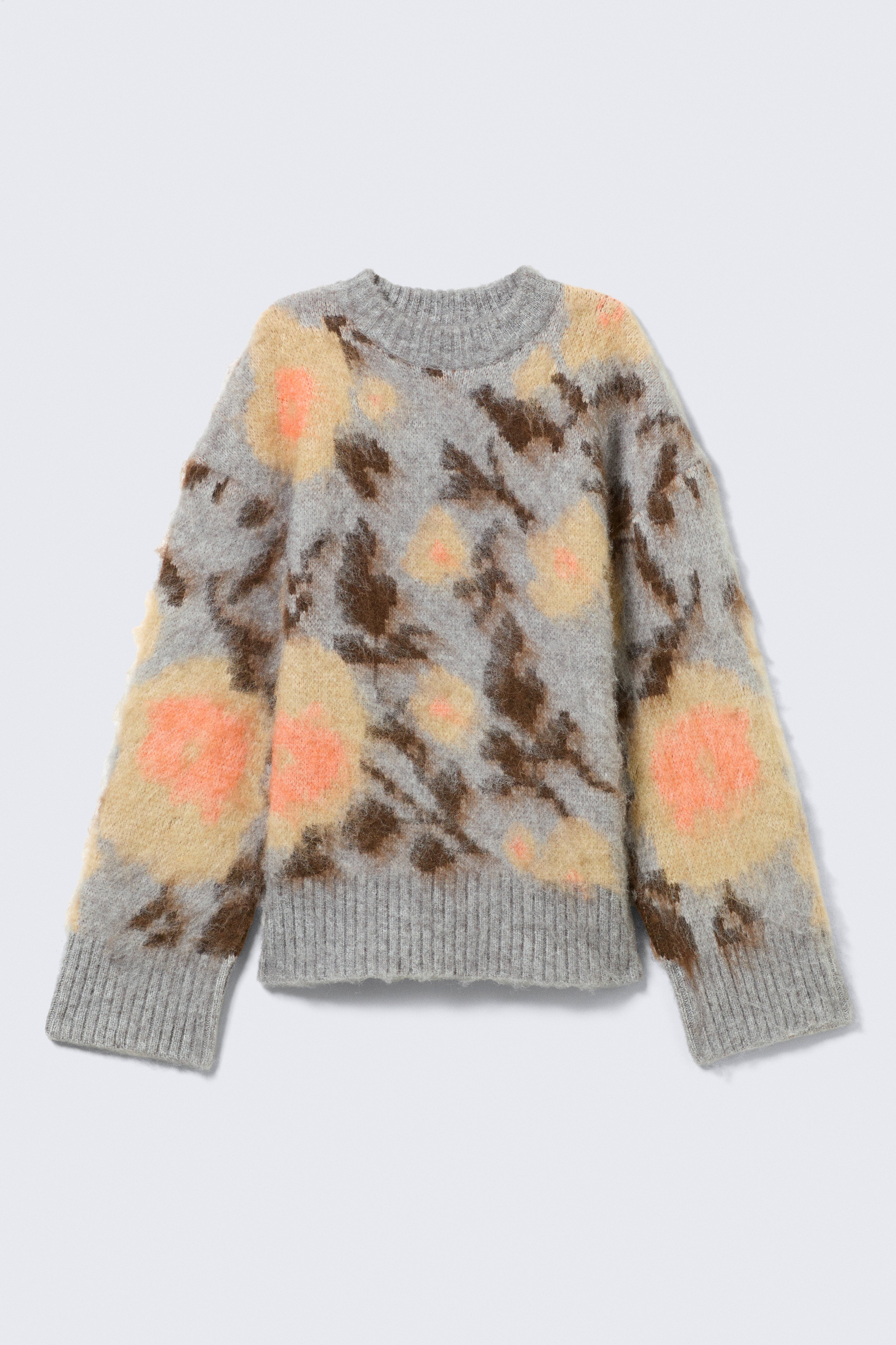 Pull en jacquard brossé décontracté - Gris chiné - Jacquard