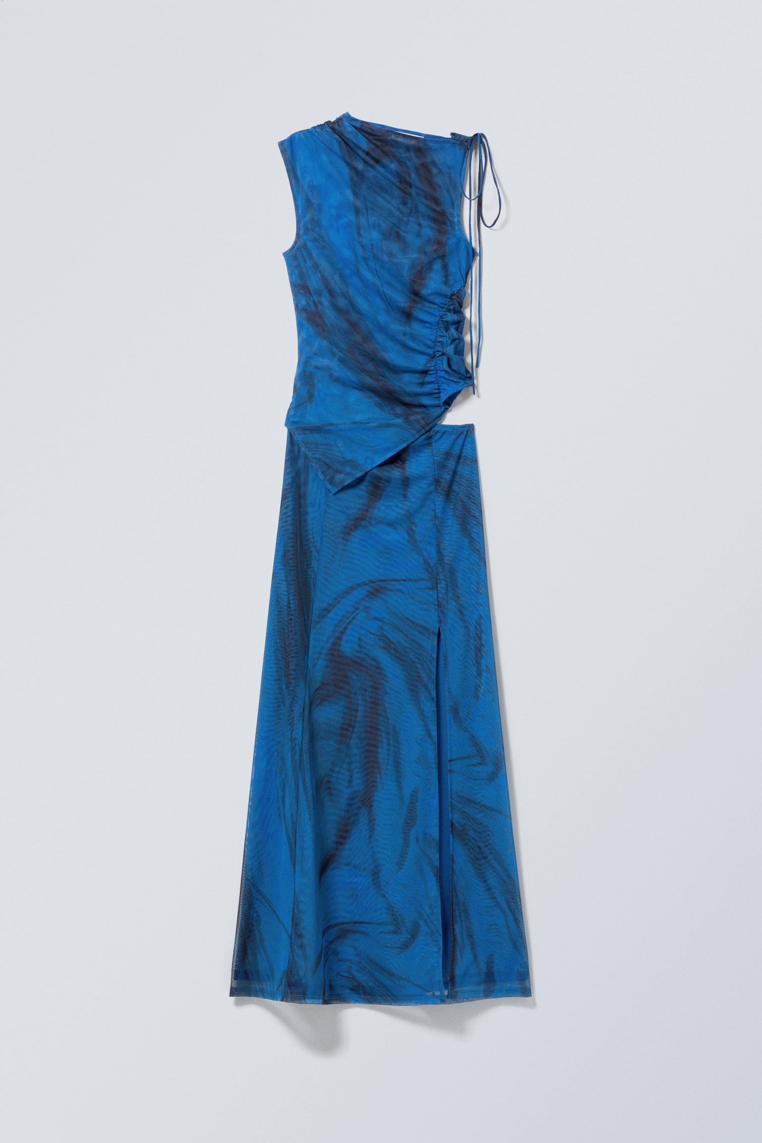 Draped Asymmetric Tie Maxi Dress - Bright Blue