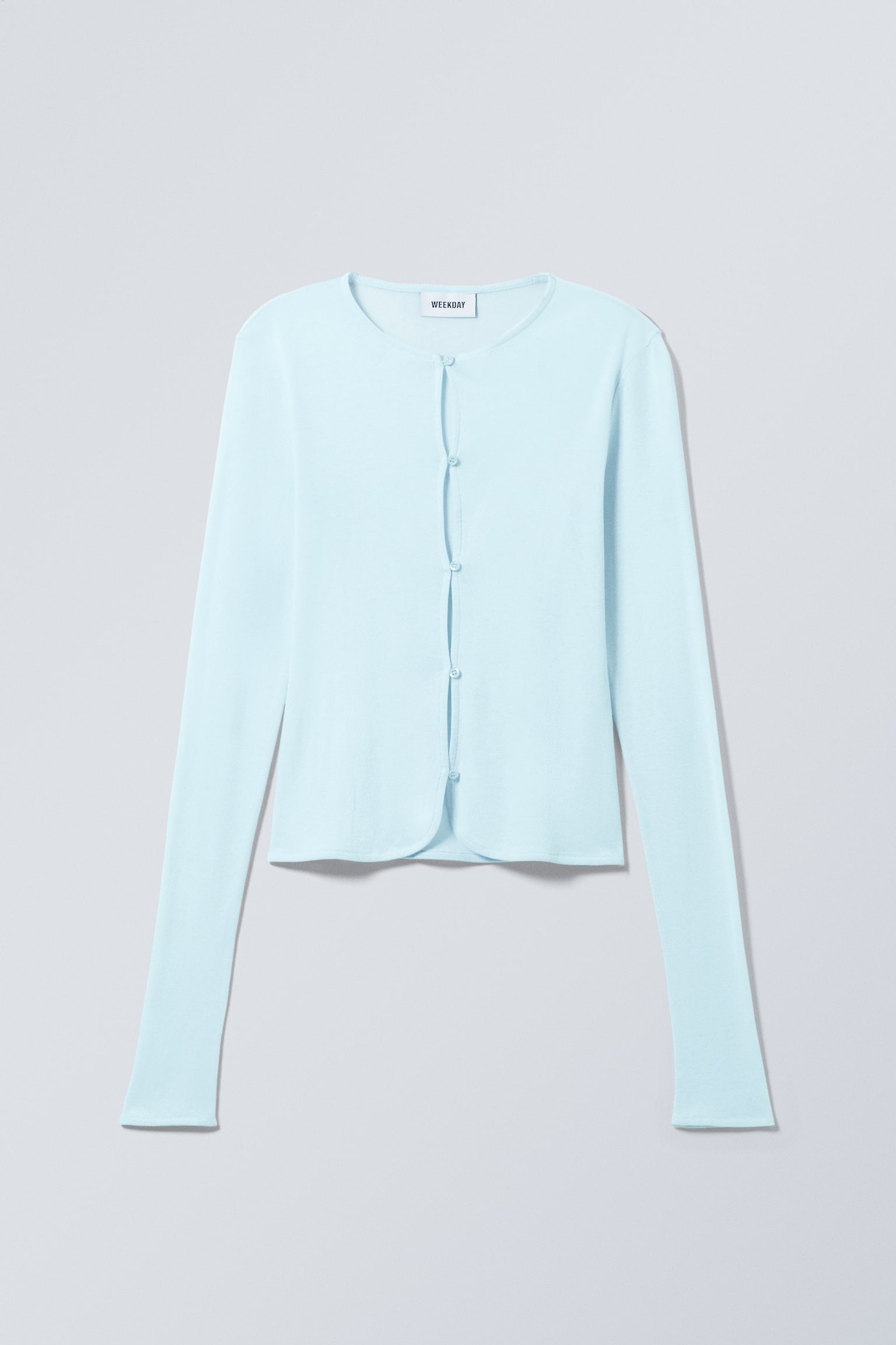 Slim Single-breasted Cardigan - Light Blue/Black/White - 2