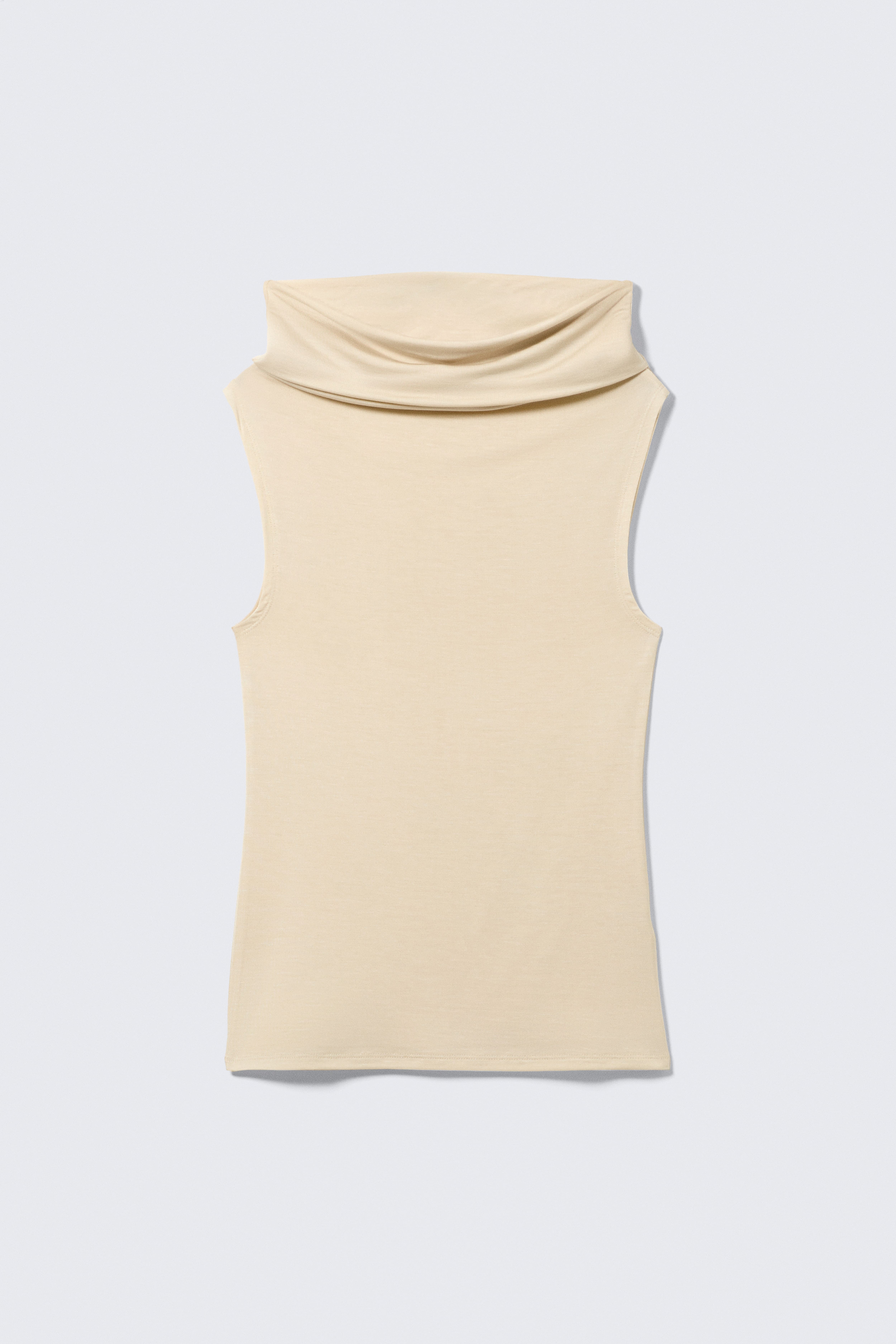 Ärmelloses Top mit Stehkragen - Helles Beige/Schwarz