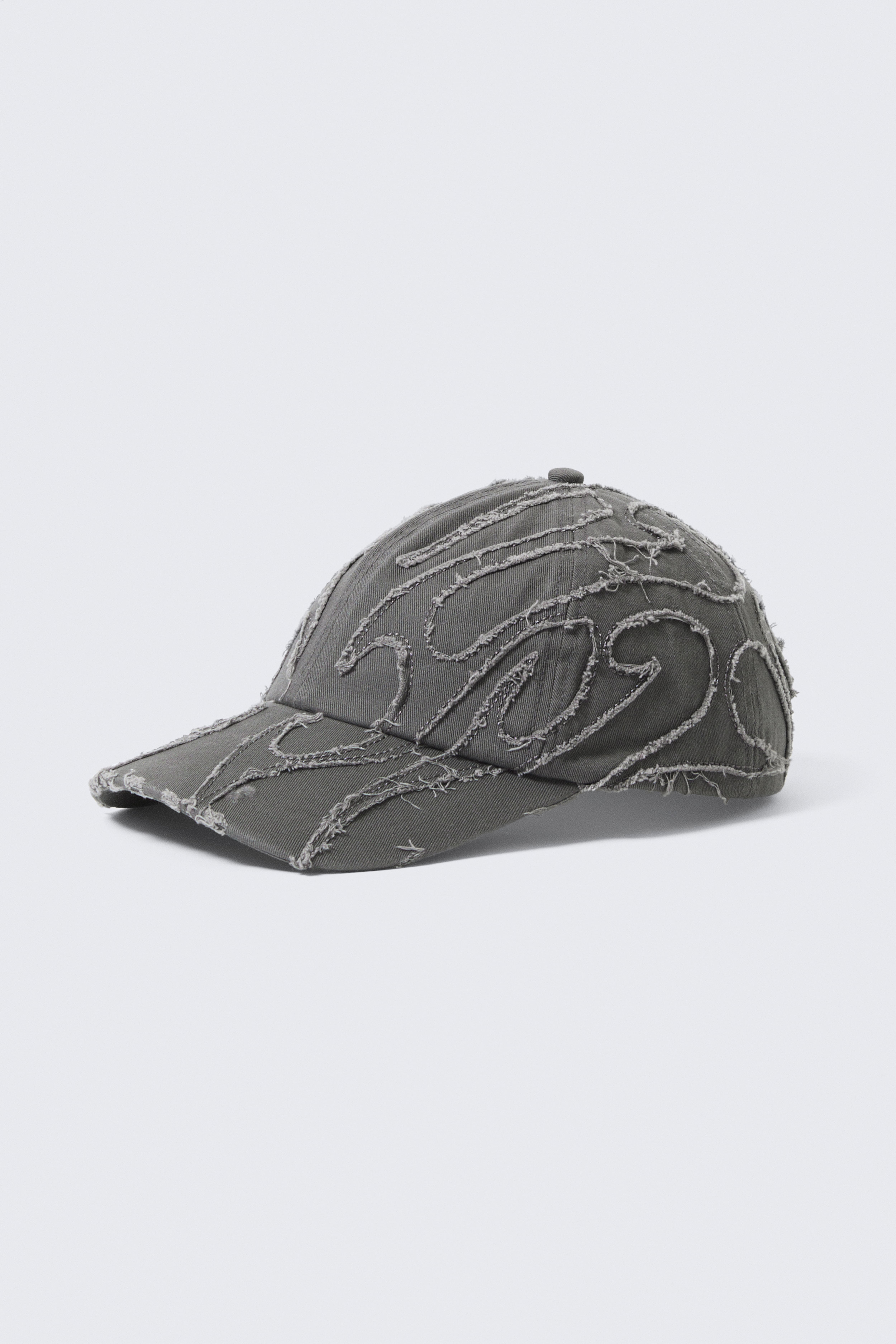 Baseballpet van verweerd katoenen canvas - Geborduurd gewassen zwart/Cropped Black/Grey - Trashed Camo