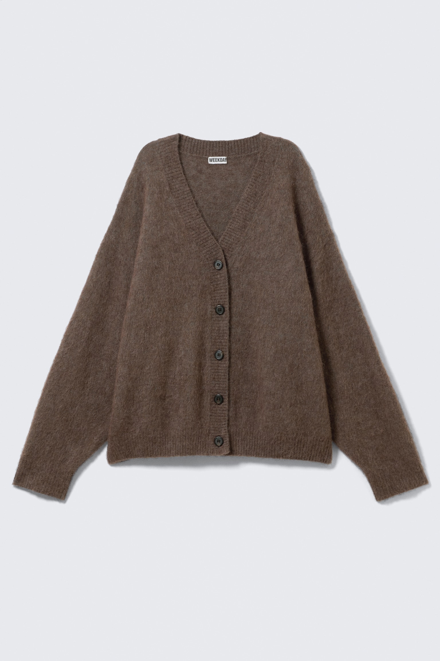 Vest van mohairmix met V-hals - Loose Fit - Donkerbruin gemêleerd/Donkergrijs - 2