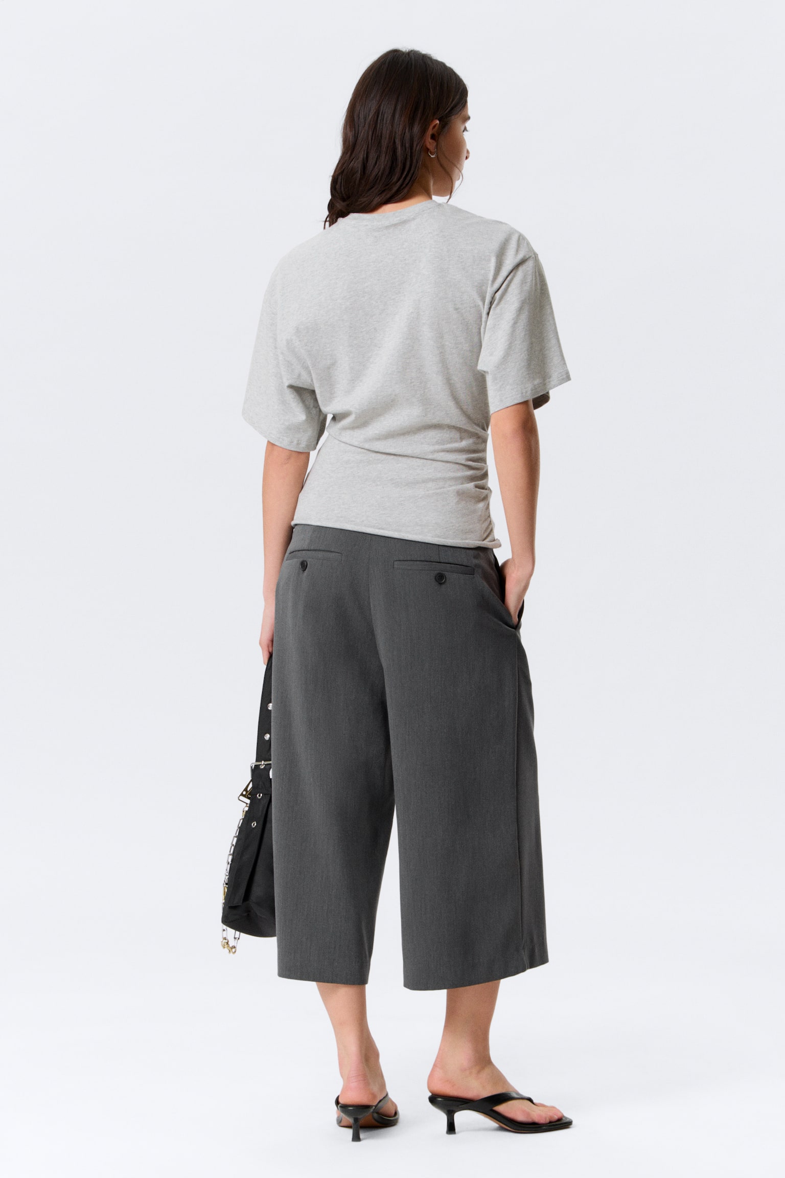 T-SHIRT DRAPPEGGIATA - Grigio mélange/Bianco - 3