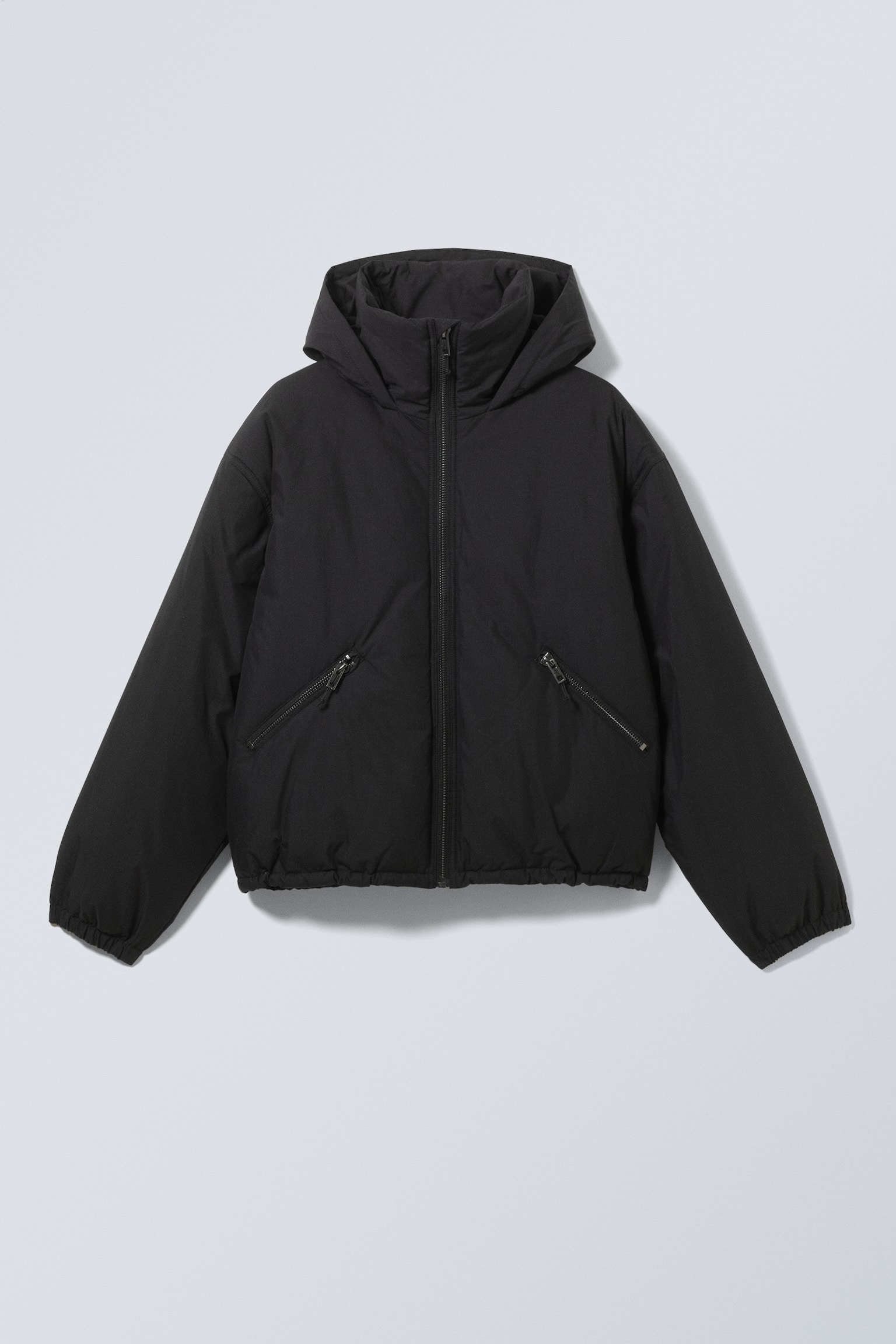 Padded Hooded Puffer Jacket - Black/Dark Grey - 2