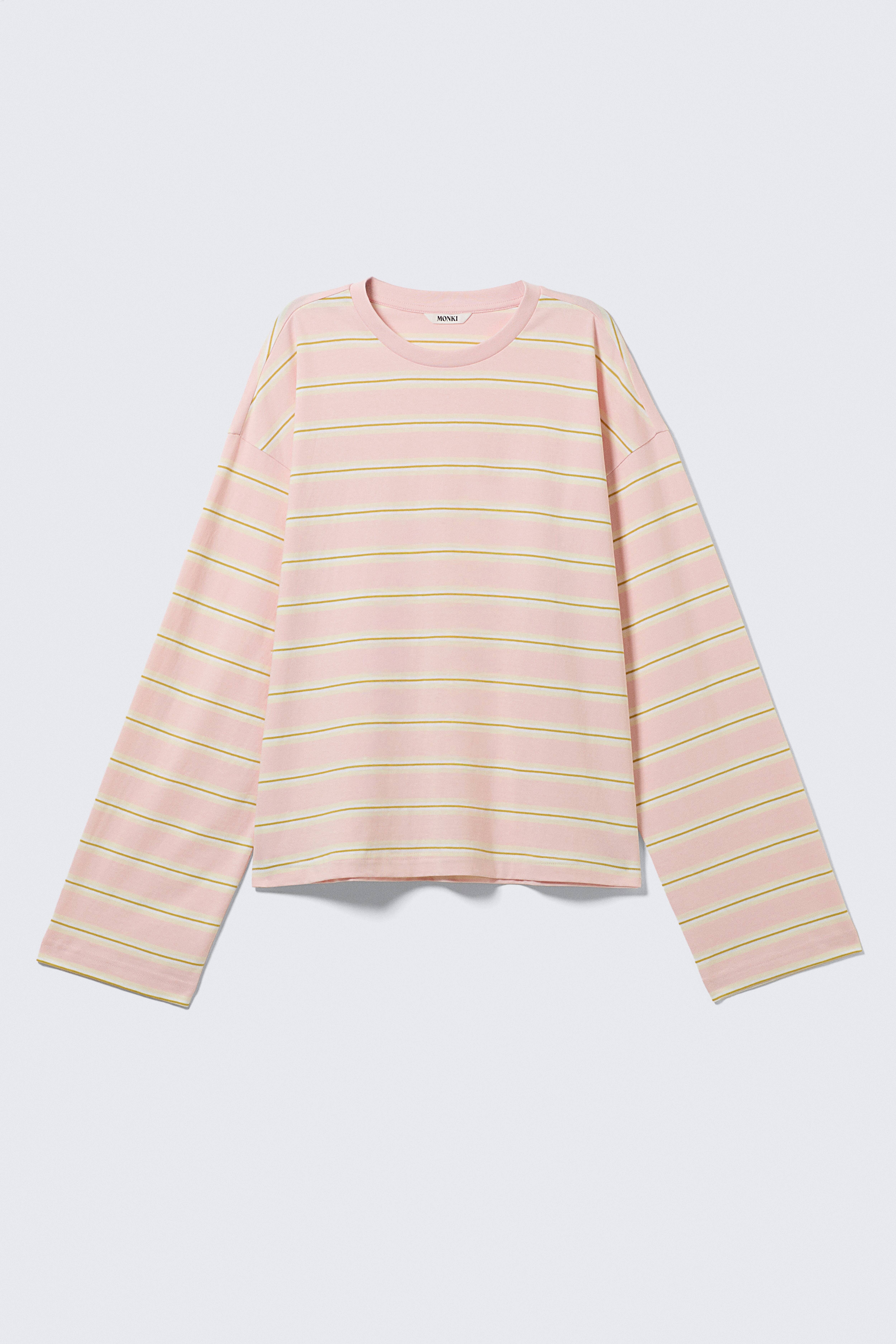 T-shirt in cotone a maniche lunghe - Rosa - Righe gialle/Blu a righe/Navy/rosa a righe/A righe - corallo/lilla/A righe blu/marroni/Dusty White - Righe marroni