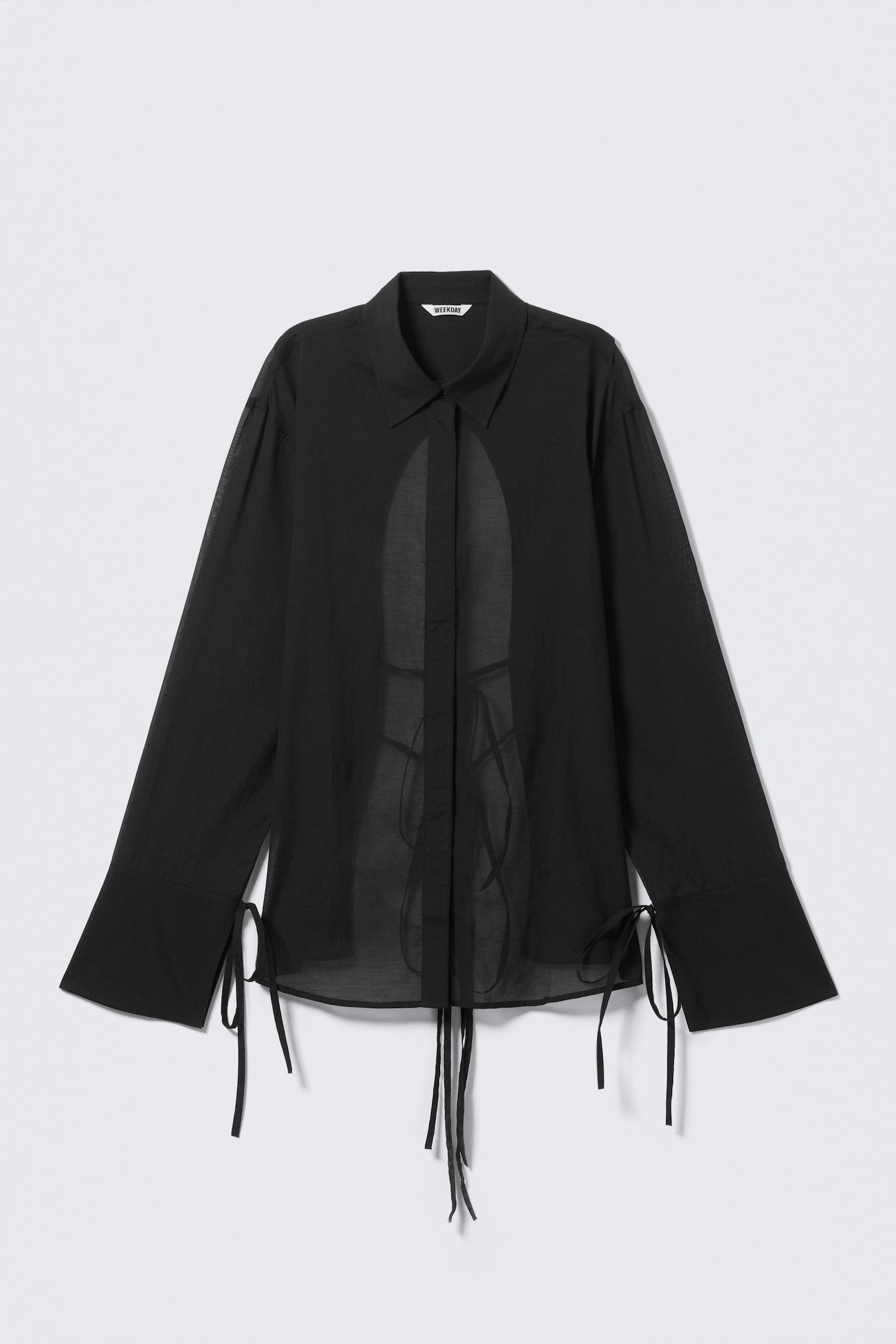 Camicia con maniche lunghe e schiena scoperta - Nero/Grigio polvere - 2