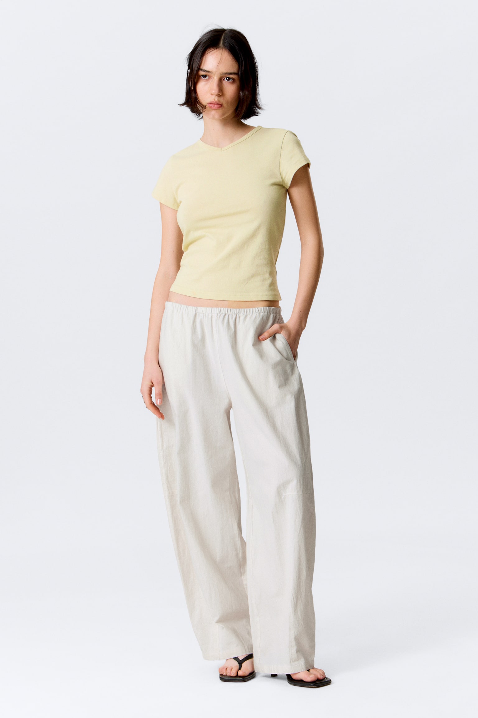 Pantalone a vita bassa - Beige chiaro/Grigio - 1
