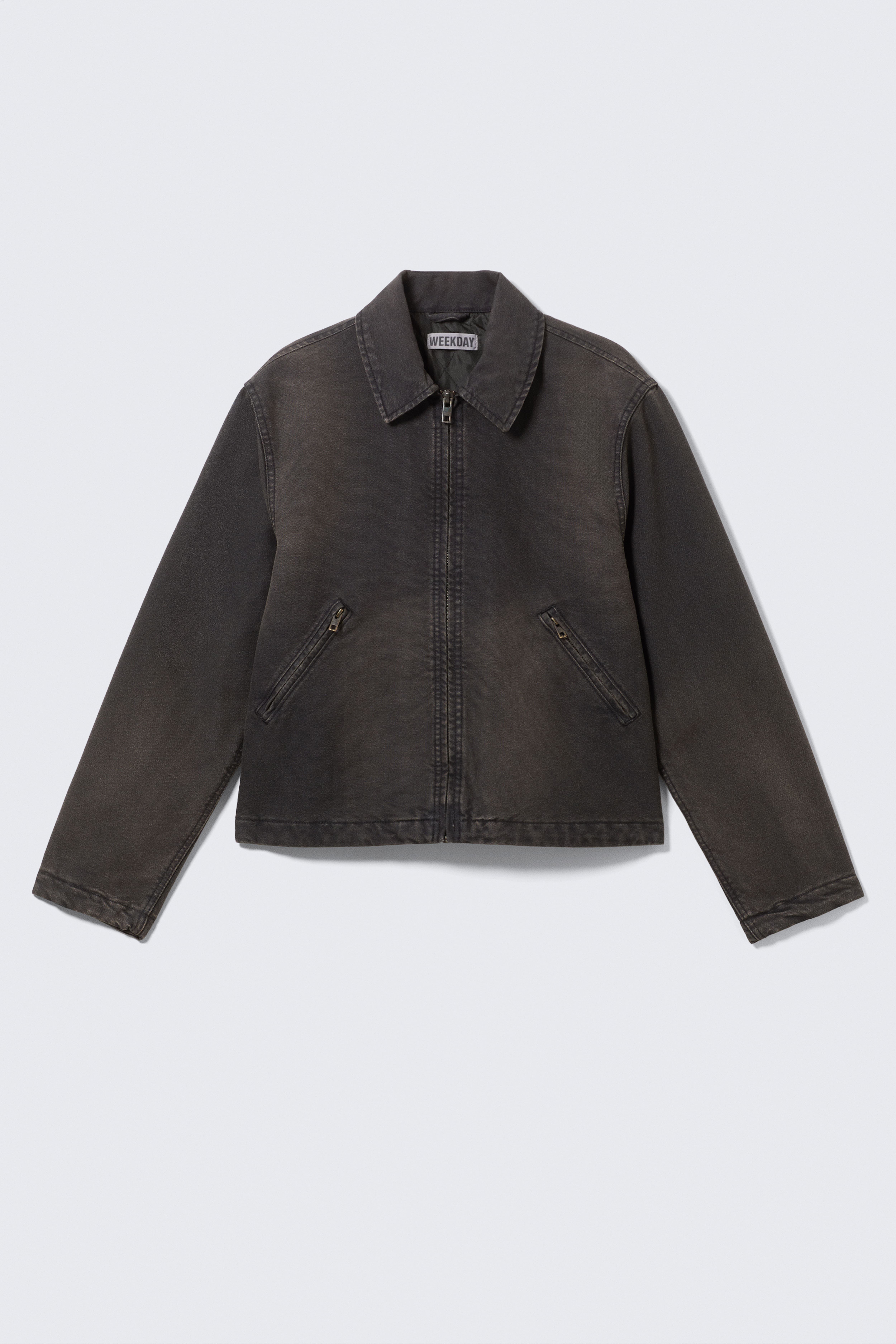 Veste zippée carrée décontractée - Noir/Beige