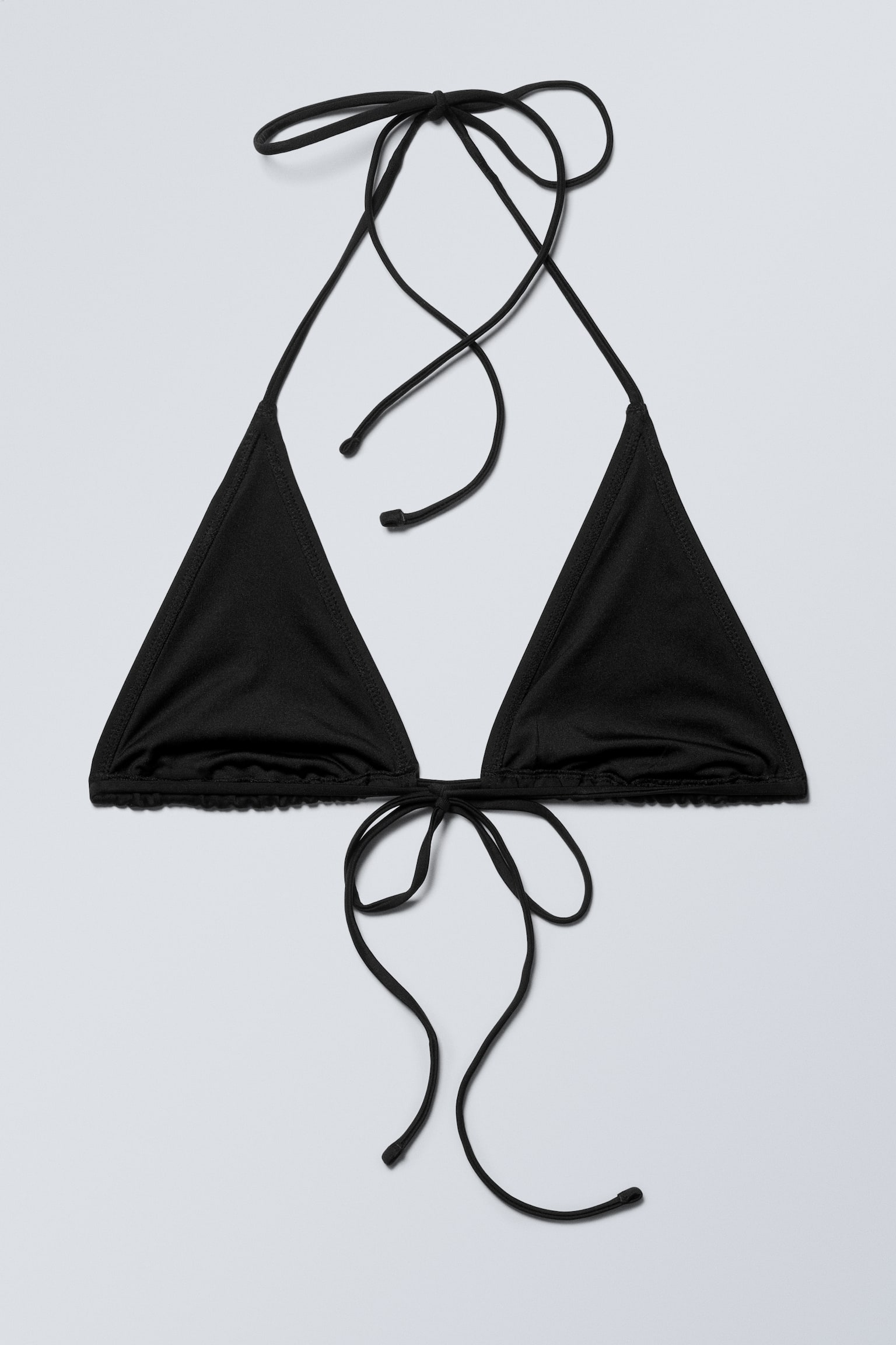 Strappy Triangle Bikini Top - Black - 2