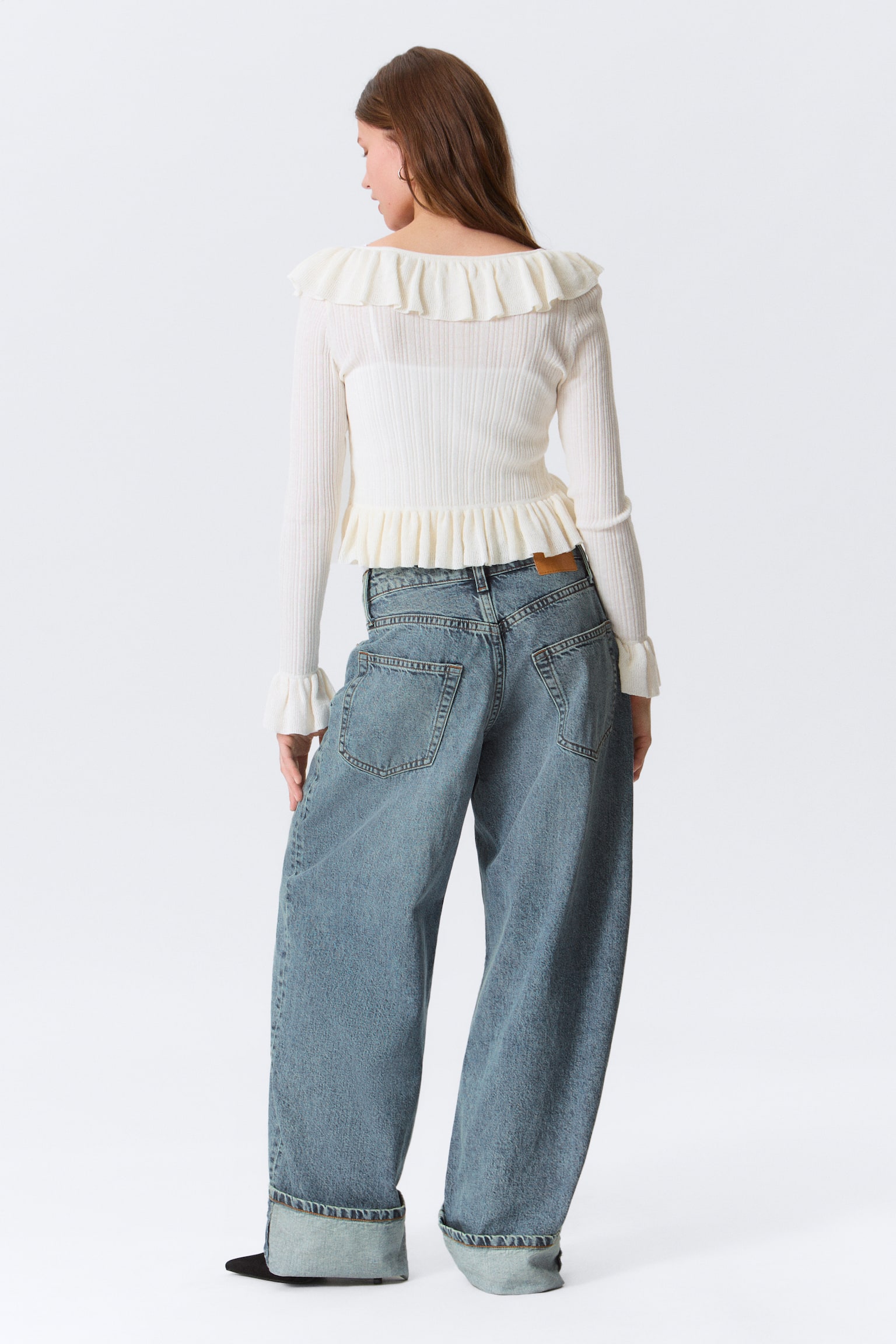 Peggy Low Rise Loose Baggy Leg Jeans - Blau - Umgeschlagenes Bein/Blue Rinse - Dunkelblau/Tuned Black - Schwarz - 7