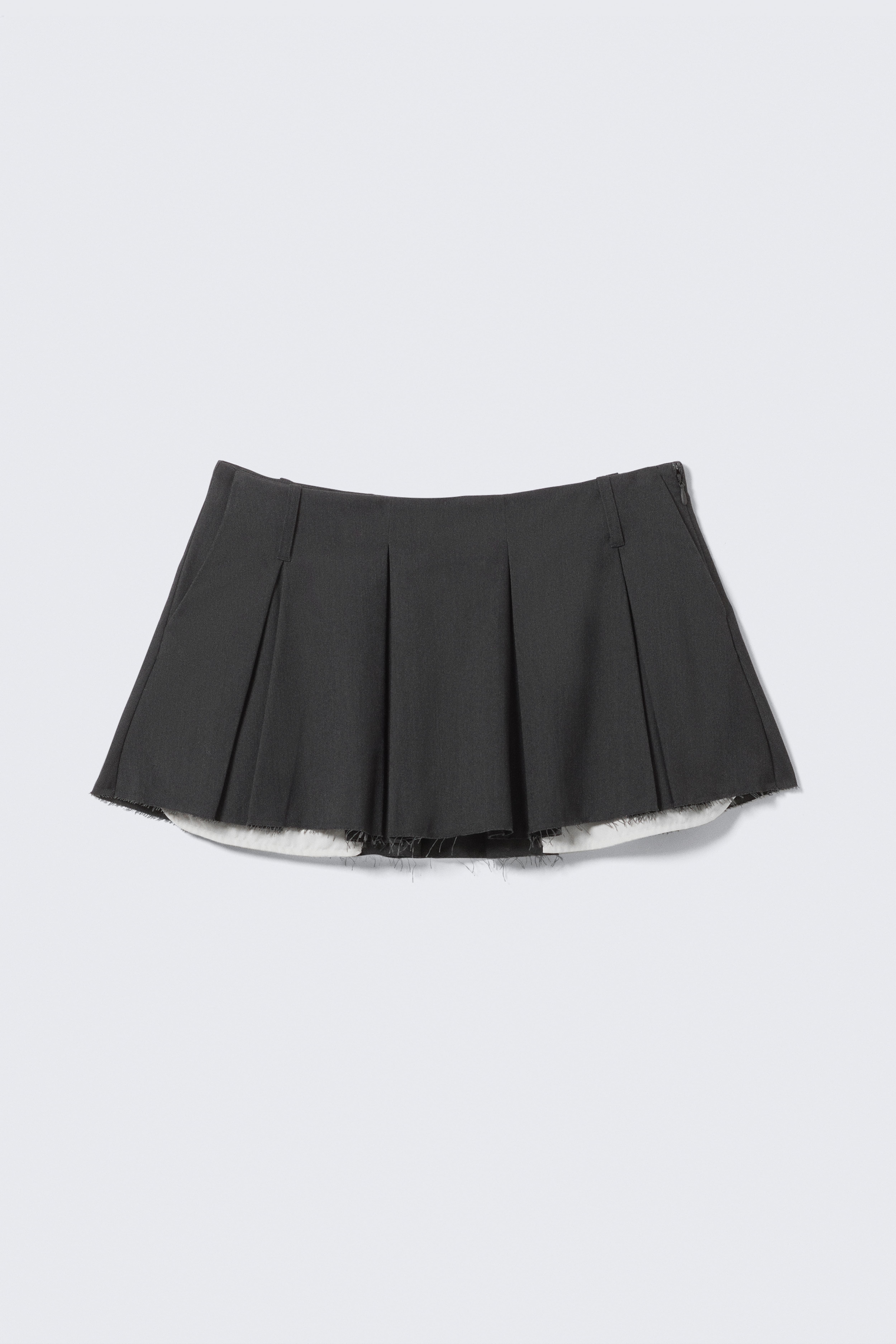 Plissierter Midi-Anzugrock - Dunkelgrau meliert/Dunkelbraun gestreift