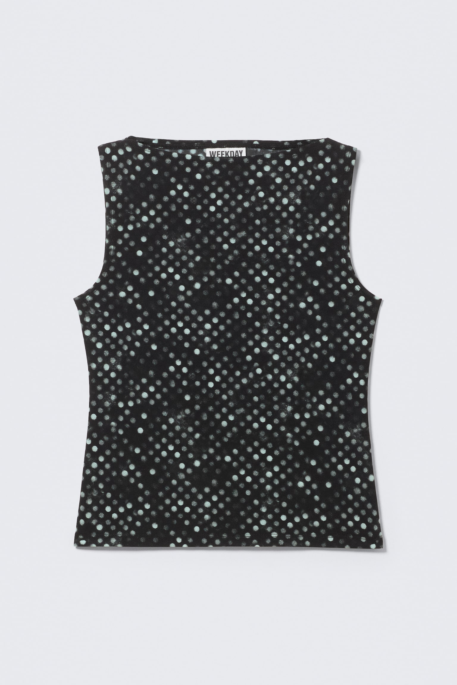 Mouwloze top van mesh met print - Black Polka Dot Spray - 2
