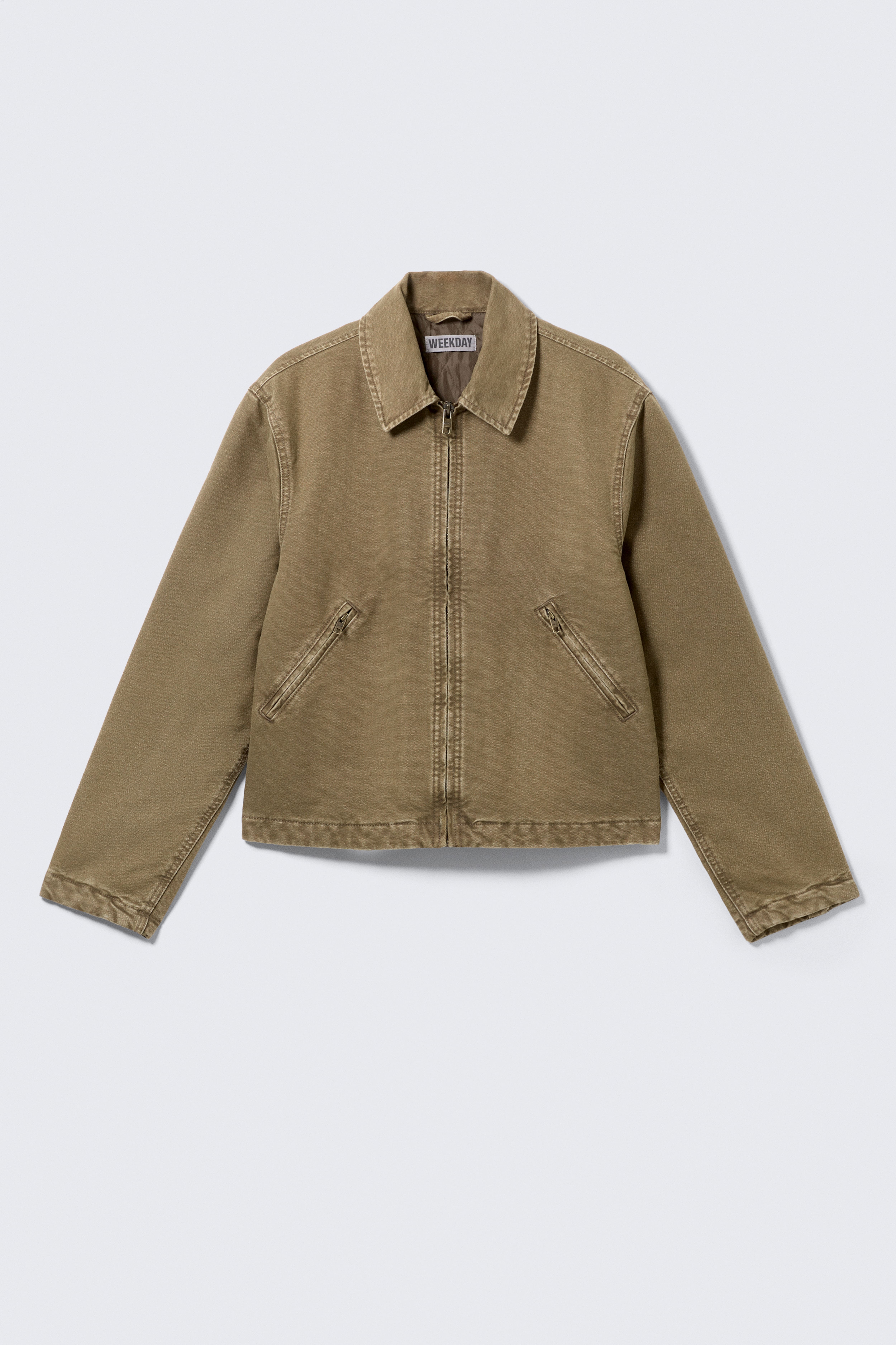 Veste zippée carrée décontractée - Beige/Noir