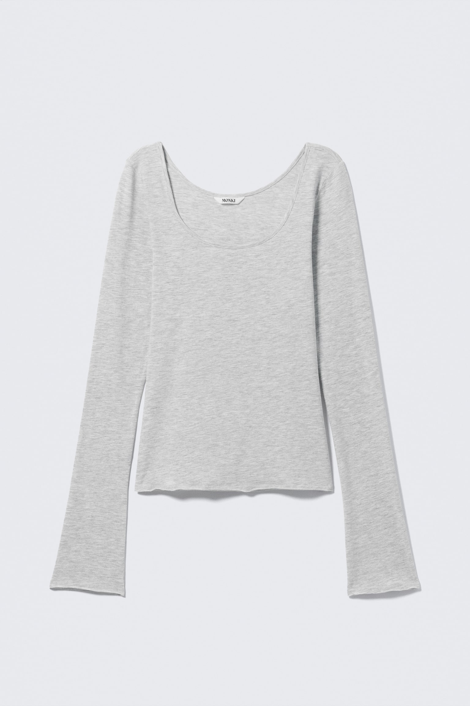 Top slim fit a girocollo a maniche lunghe - Grigio mélange/Giallo chiaro/Bianco/Beige a righe/Nero/Rosa pallido/Righe marroni/Marrone/A righe/Giallo chiaro - A pois/Righe bianche e nere - 1